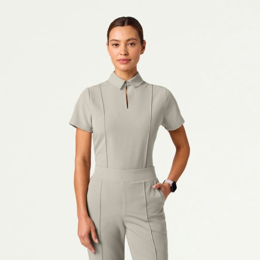 ULTRAlast W10035 Women's Carys Slim Modern Polo Scrub Top Fog