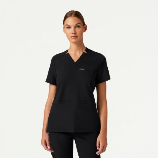 ULTRAlast W10015 Women's Helia Slim Notched V-Neck Scrub Top Black