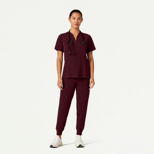 ULTRAlast W10003 Women's Calix Fit & Flare Scrub Top Burgundy