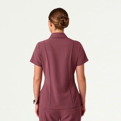 ULTRAlast W10035 Women's Carys Slim Modern Polo Scrub Top Rosewood