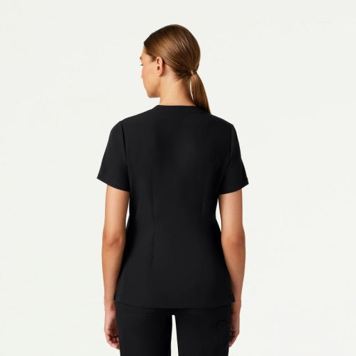 ULTRAlast W10015 Women's Helia Slim Notched V-Neck Scrub Top Black