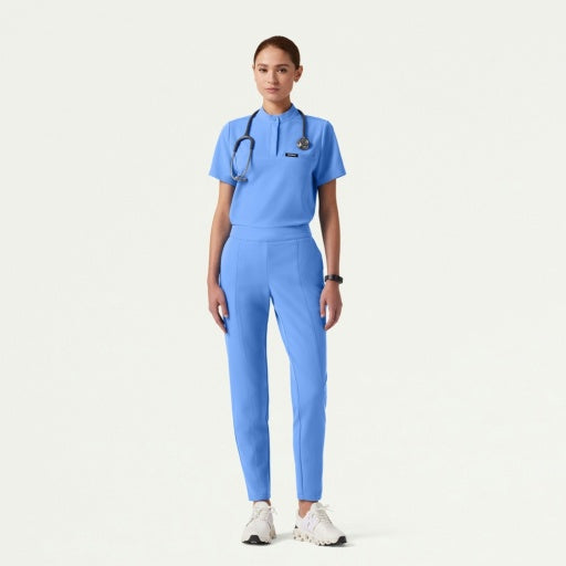 ULTRAlast W10006 Women's Savi Stand-Collar Scrub Top Ceil Blue