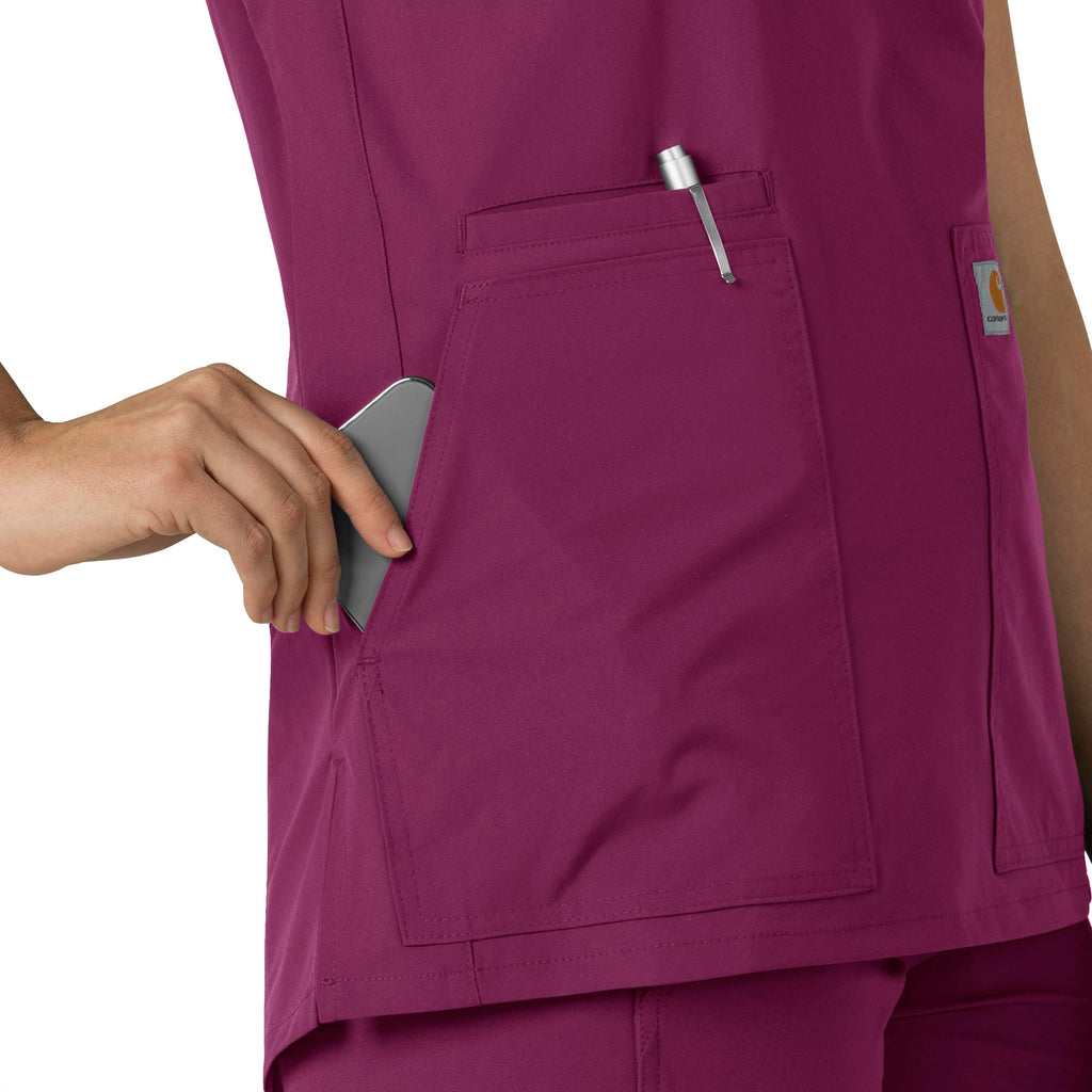 Force Essentials C12213 Notch Neck Tunic Scrub Top Wine
