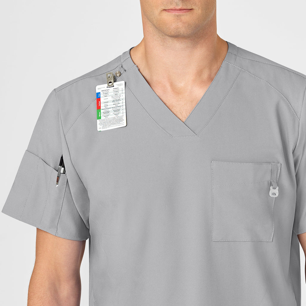 W123 6355 Men's V-Neck Scrub Top Grey