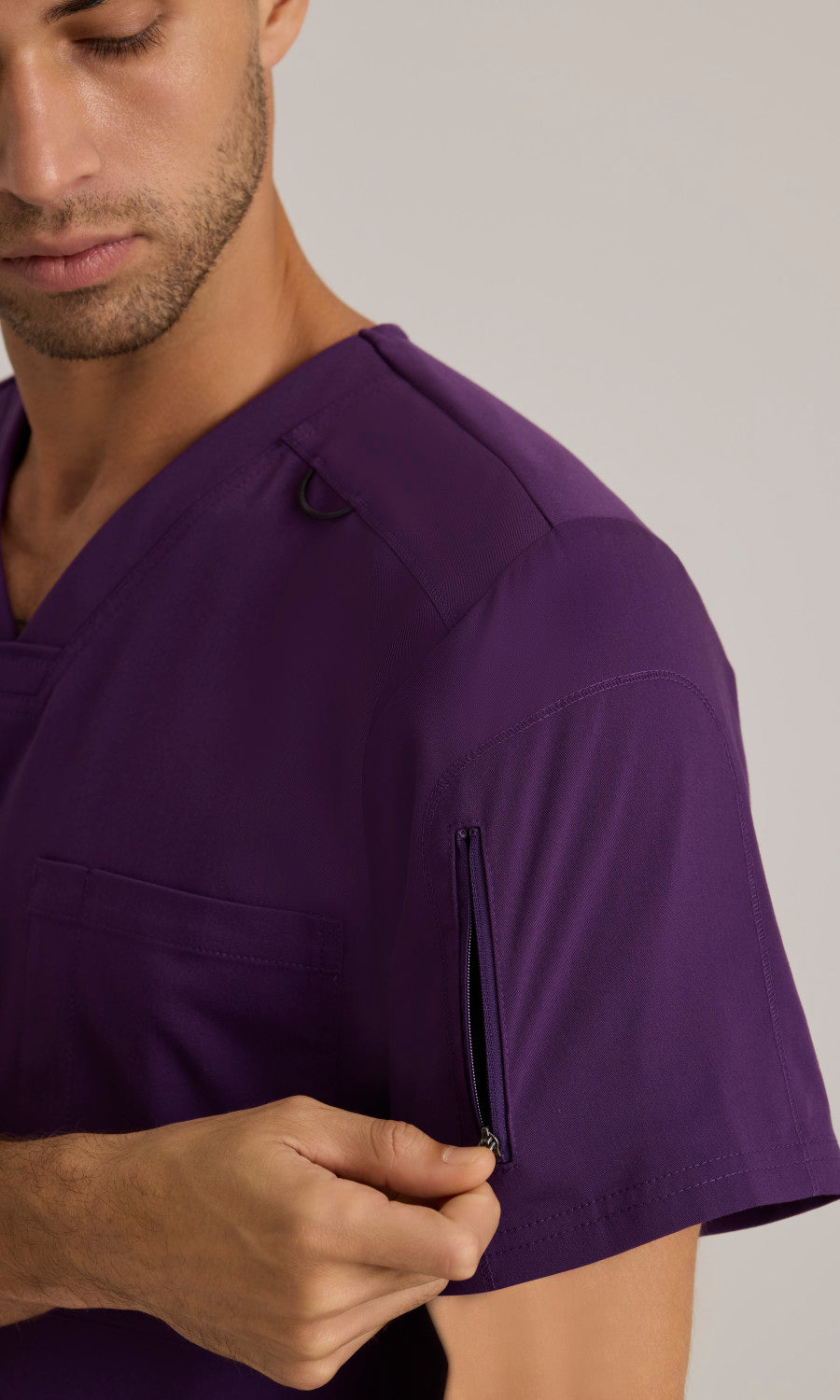 Grey's Anatomy Stretch GRST079 Murphy Scrub Top Eggplant