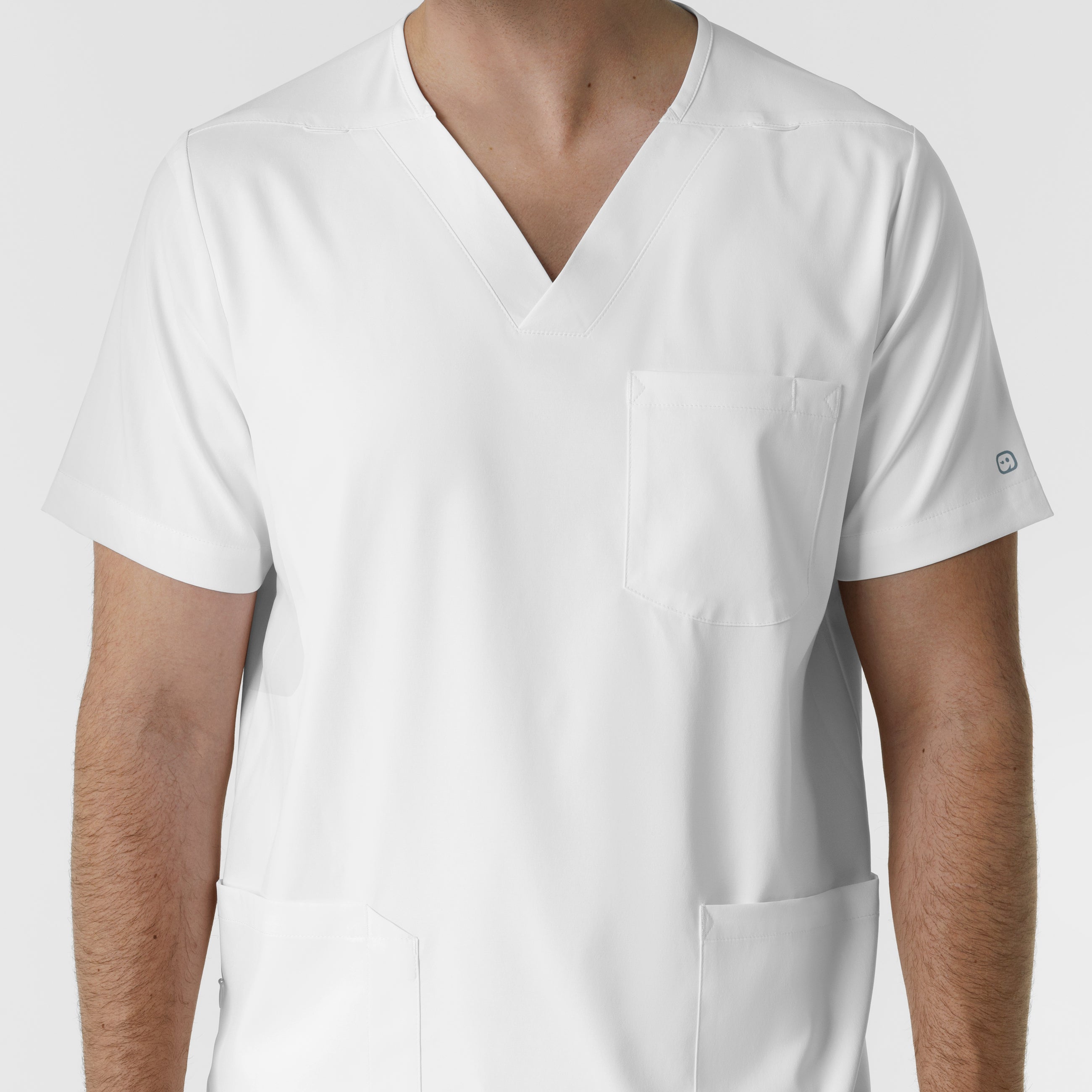 Boundless 6351 Men's Multi Pocket V-Neck Scrub Top White