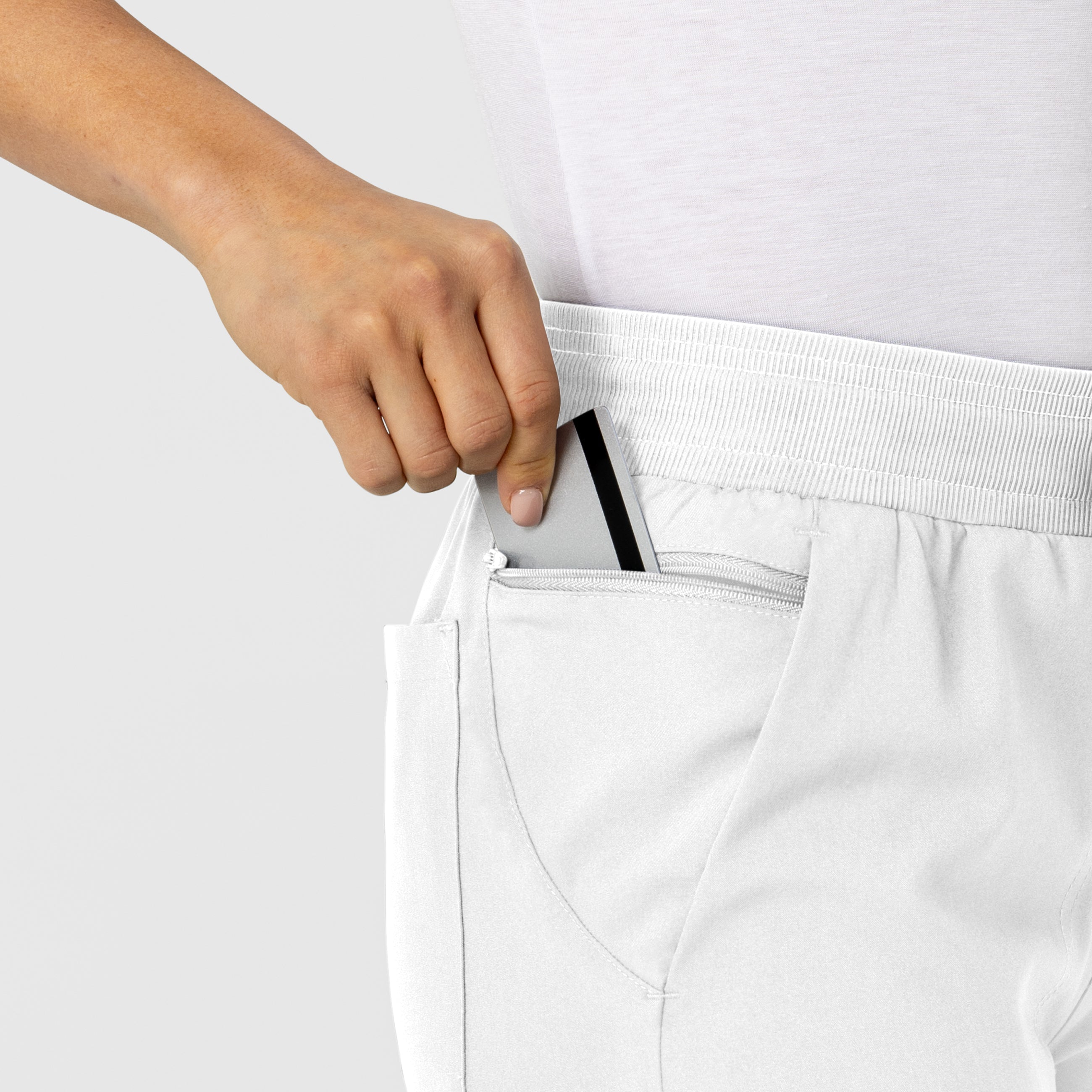 W123 5045 Flex-n-Reach Track Scrub Pants White
