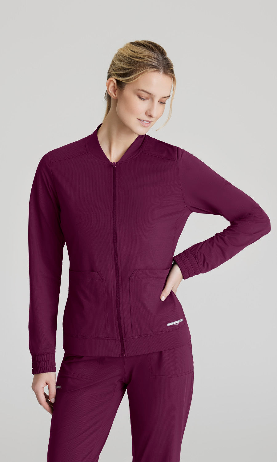 Skechers Slip-Ins Knits SKW919 Contour Knit Scrub Jacket Wine