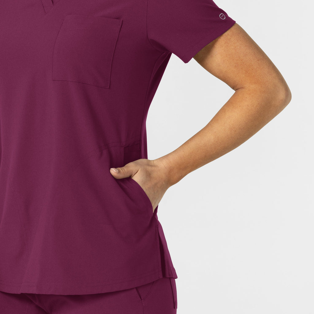 W123 6045 Flex-n-Reach V-Neck Scrub Top Wine