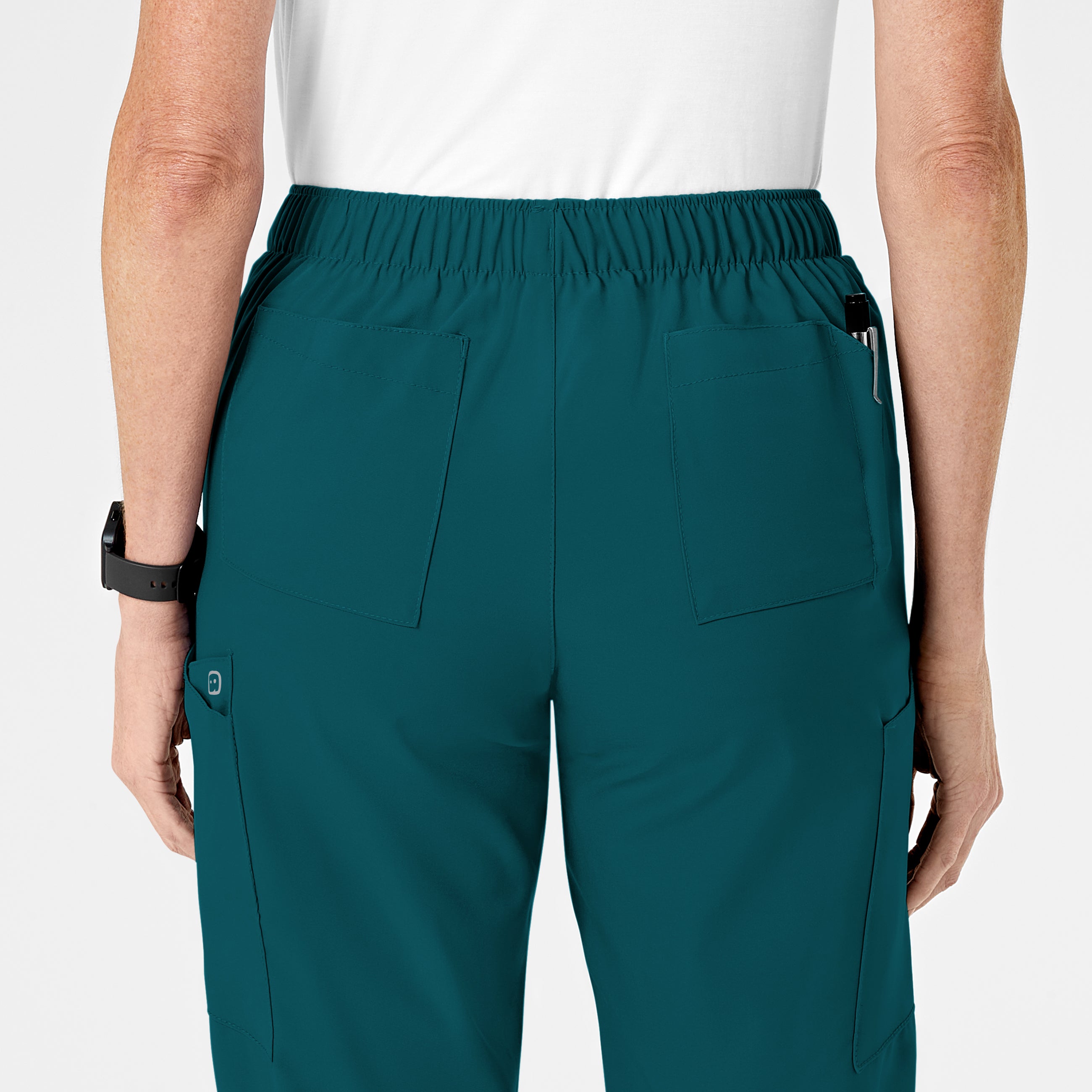 W123 5155 Flat Front Cargo Scrub Pants Caribbean Blue