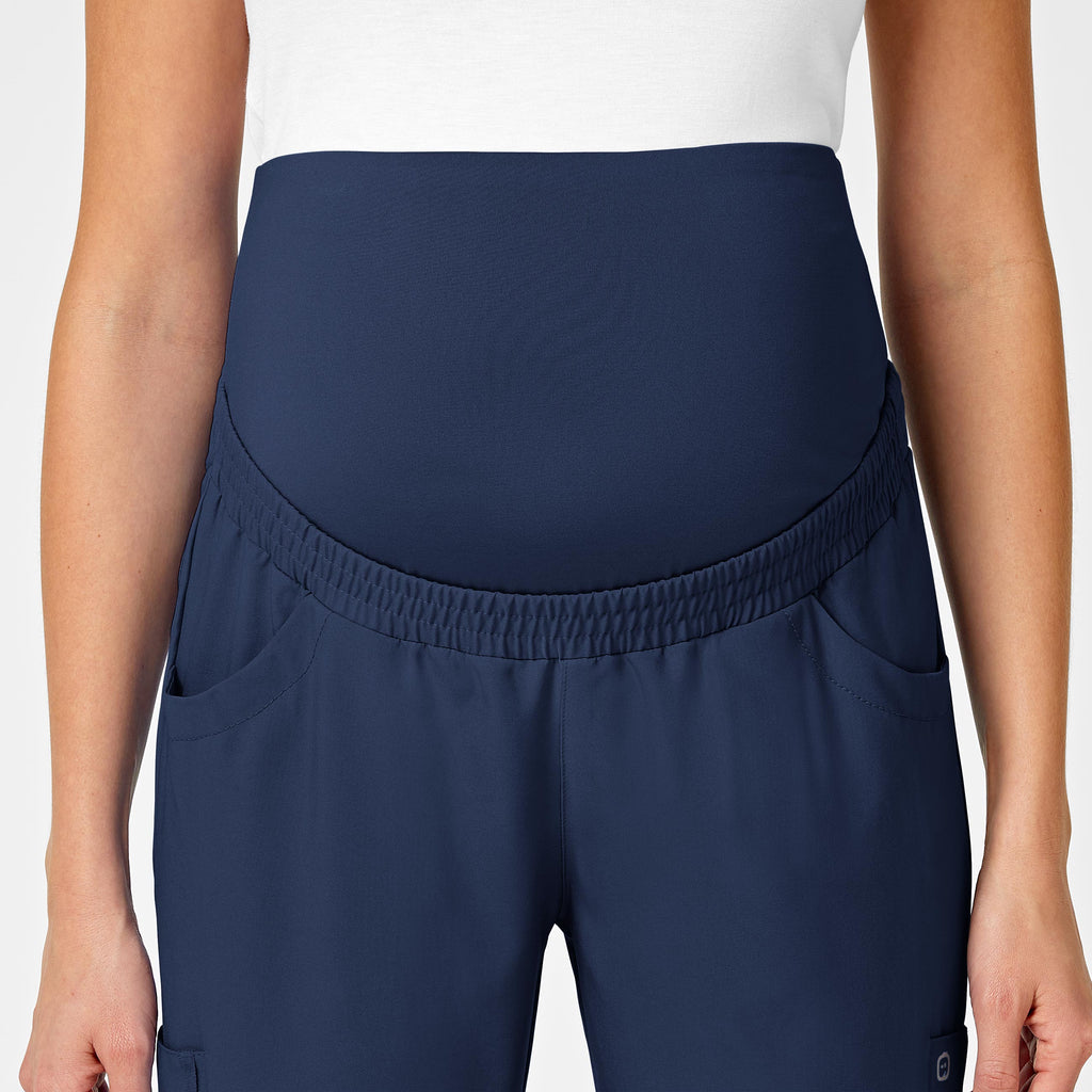 W123 5455 Maternity Jogger Scrub Pants Navy