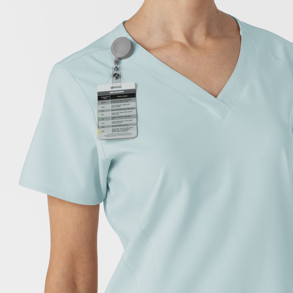 W123 6155 Stylized V-Neck Scrub Top Sky Blue