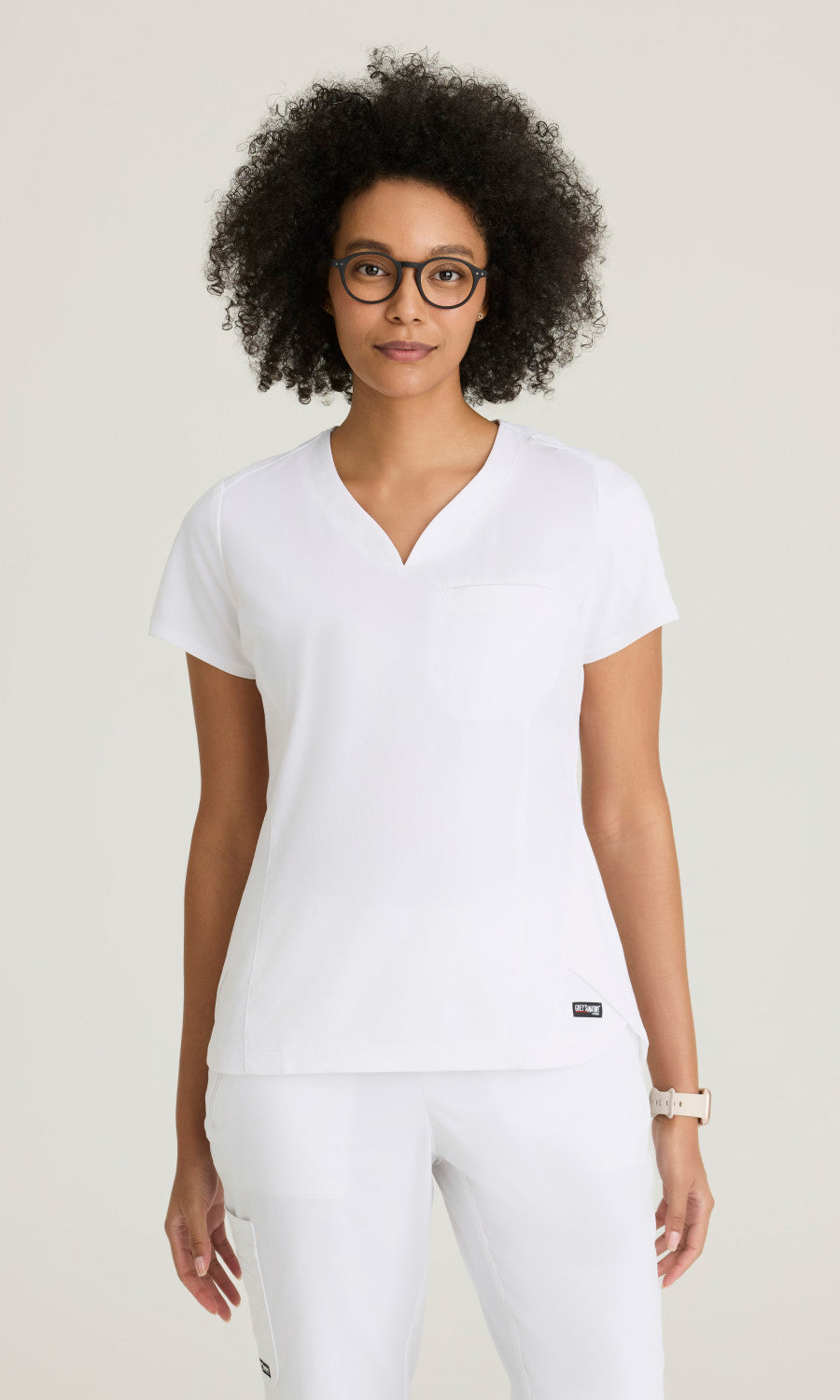 Grey's Anatomy Stretch GRST136 Capri Tuck-in Scrub Top White