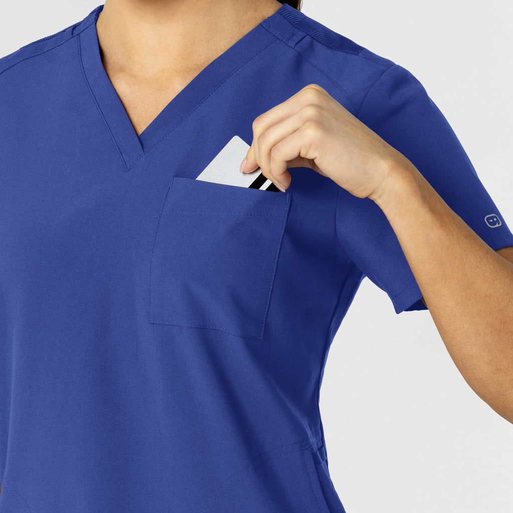 W123 6045 Women's Flex-n-Reach V-Neck Scrub Top Galaxy Blue
