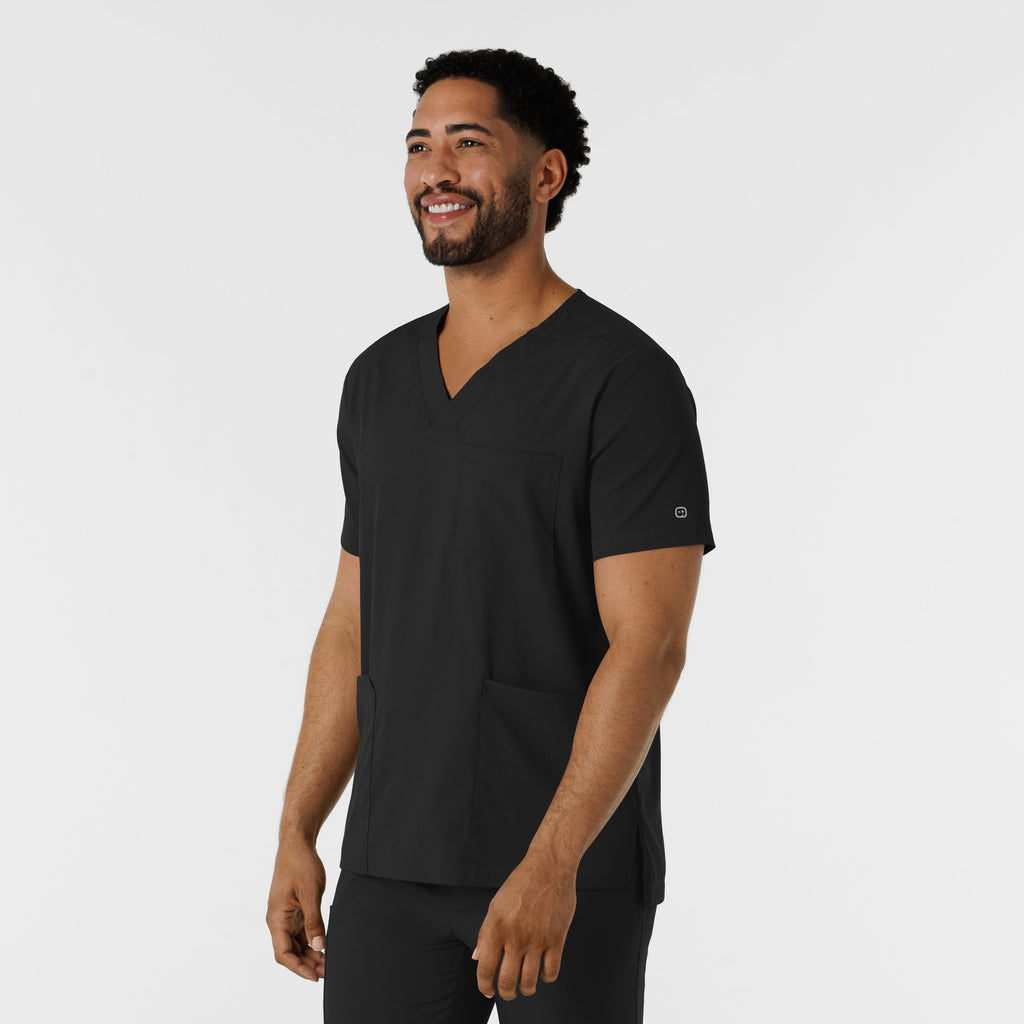 Boundless 6351 Men's Multi Pocket V-Neck Scrub Top Black