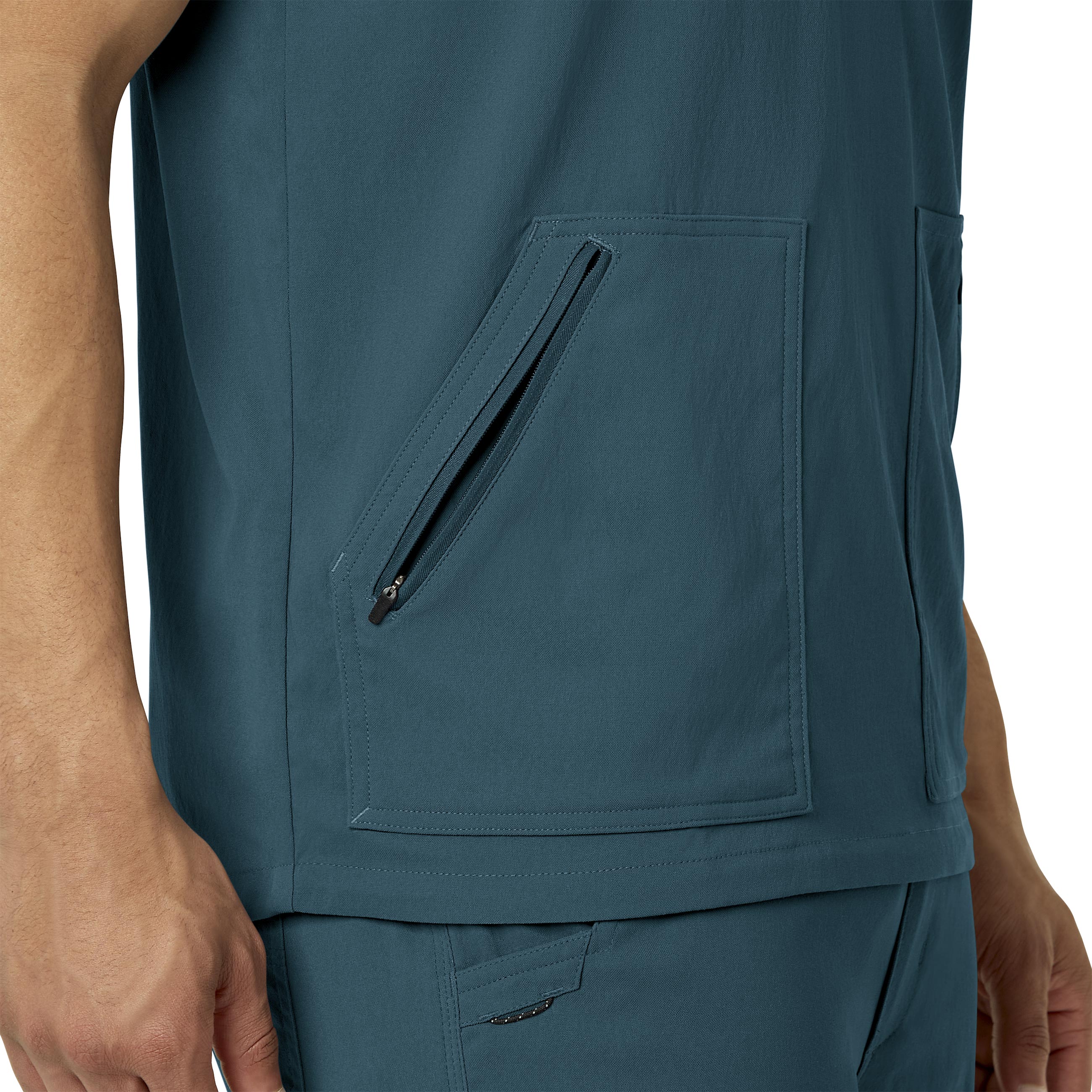 Rugged Flex Peak C15037 Men's 5-Pocket V-Neck Scrub Top Caribbean Blue