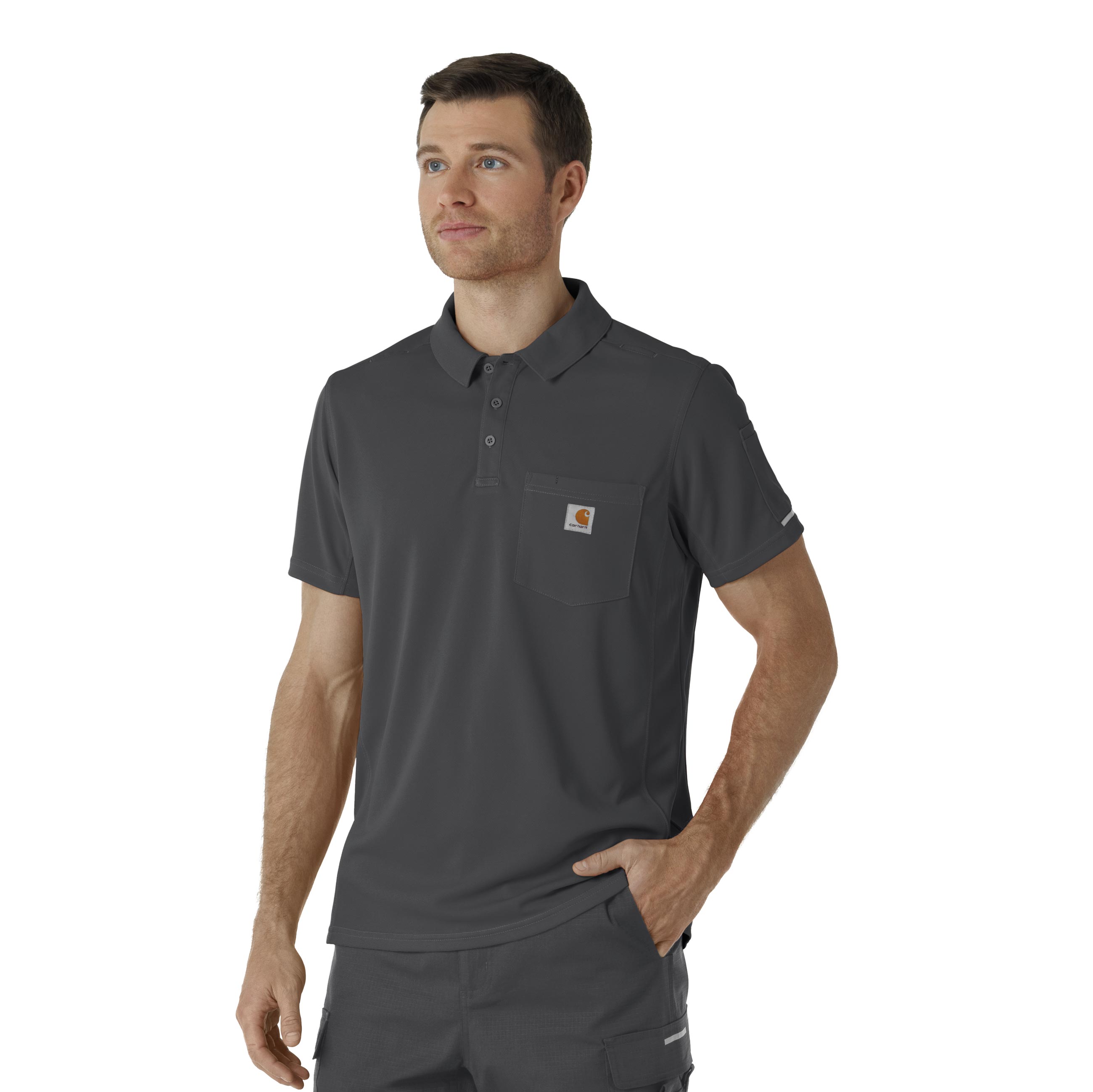 Rugged Flex C16119 Men's Lightweight Short Sleeve Polo Scrub Top Pewter