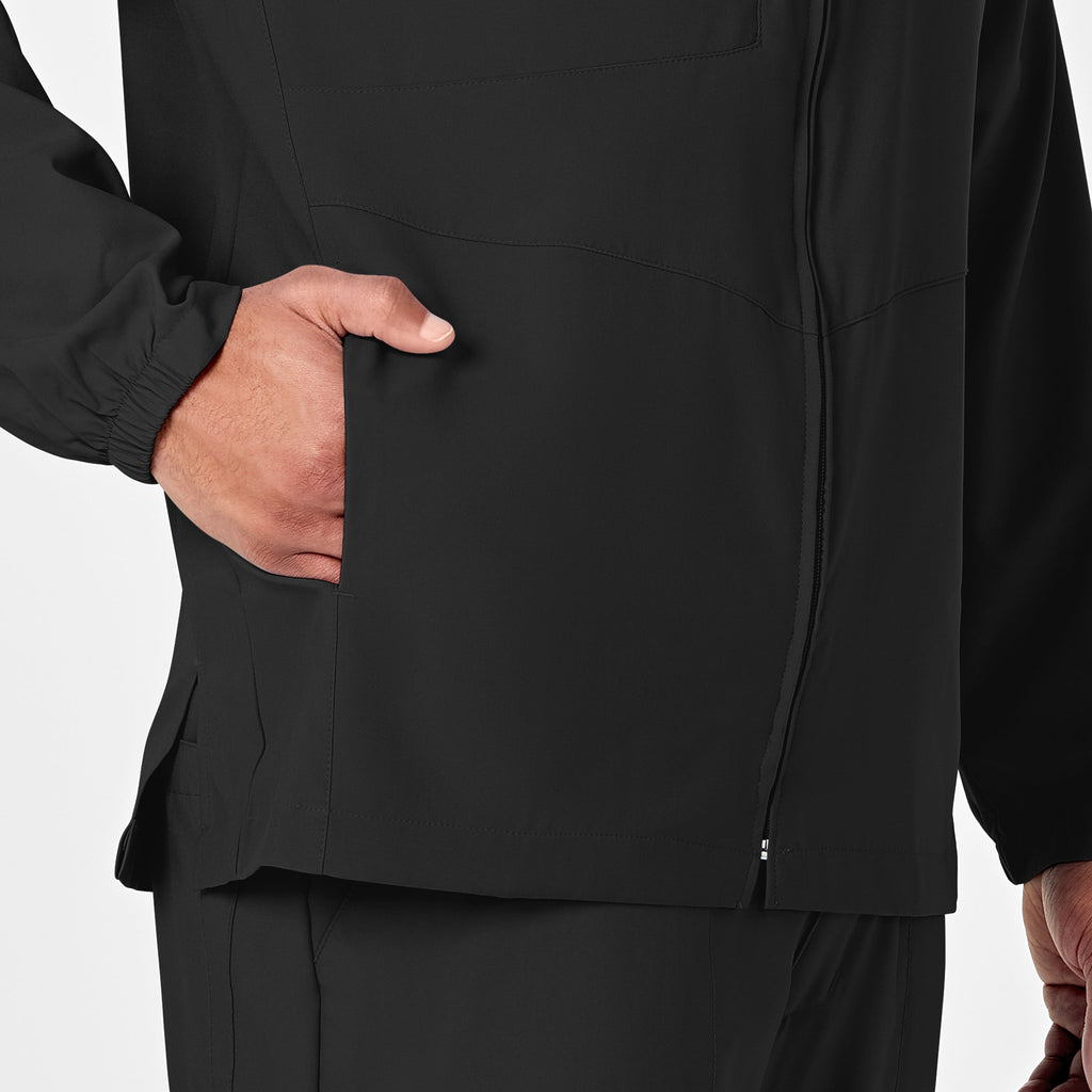 W123 8355 Men's Zip Front Warm Up Jacket Black