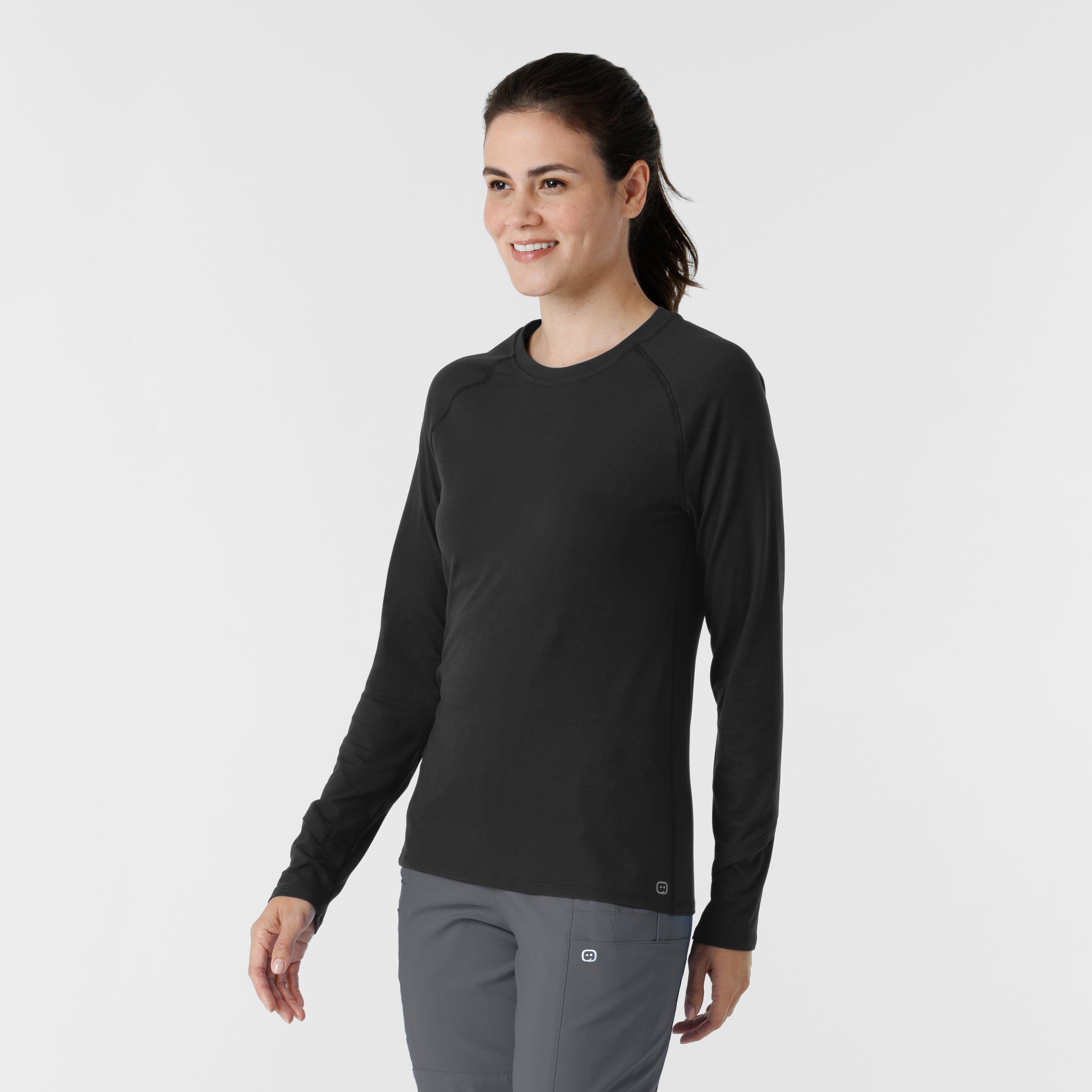 Layers 2139 Watch Window Long Sleeve Underscrub Top Black
