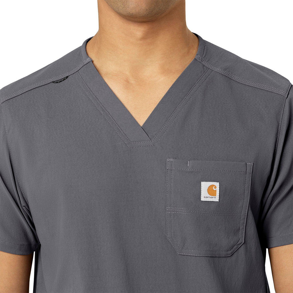 Rugged Flex Peak C15037 Men's 5-Pocket V-Neck Scrub Top Pewter