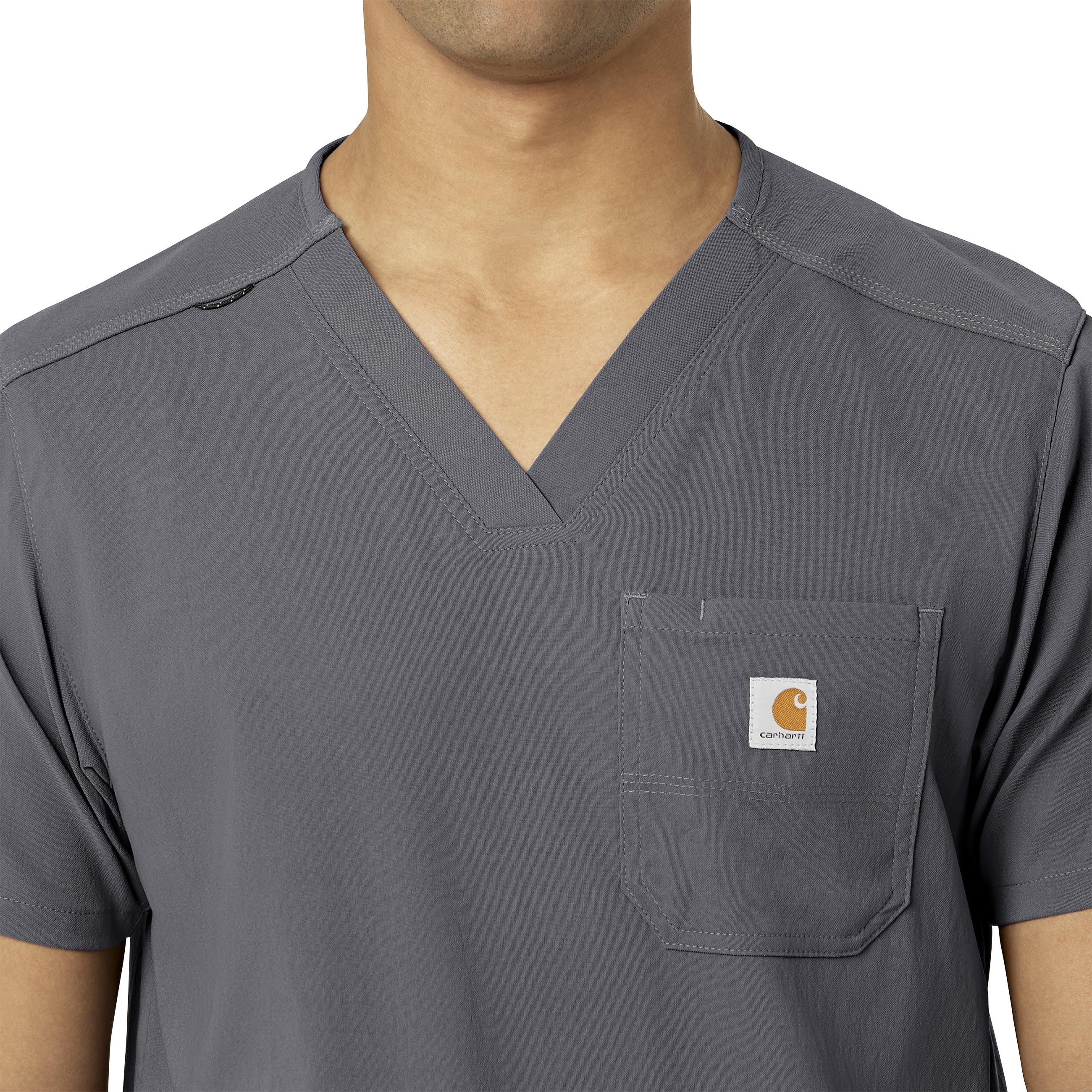 Rugged Flex Peak C15037 Men's 5-Pocket V-Neck Scrub Top Pewter