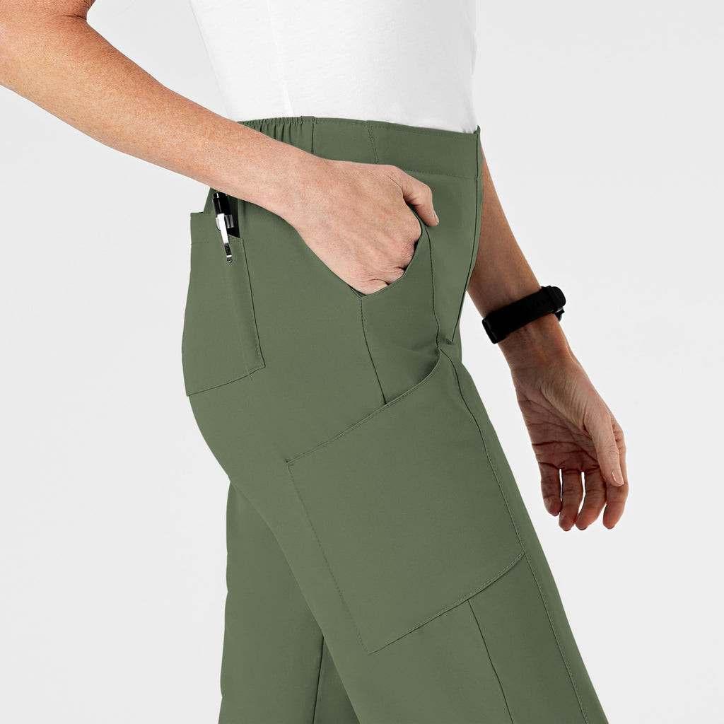 W123 5155 Flat Front Cargo Scrub Pants Olive
