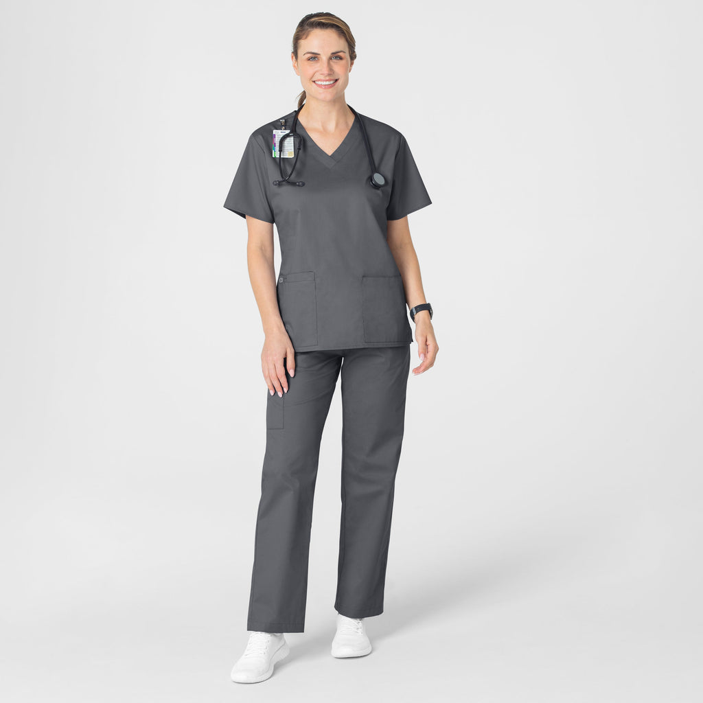 WonderWORK 101 V-Neck Scrub Top Pewter