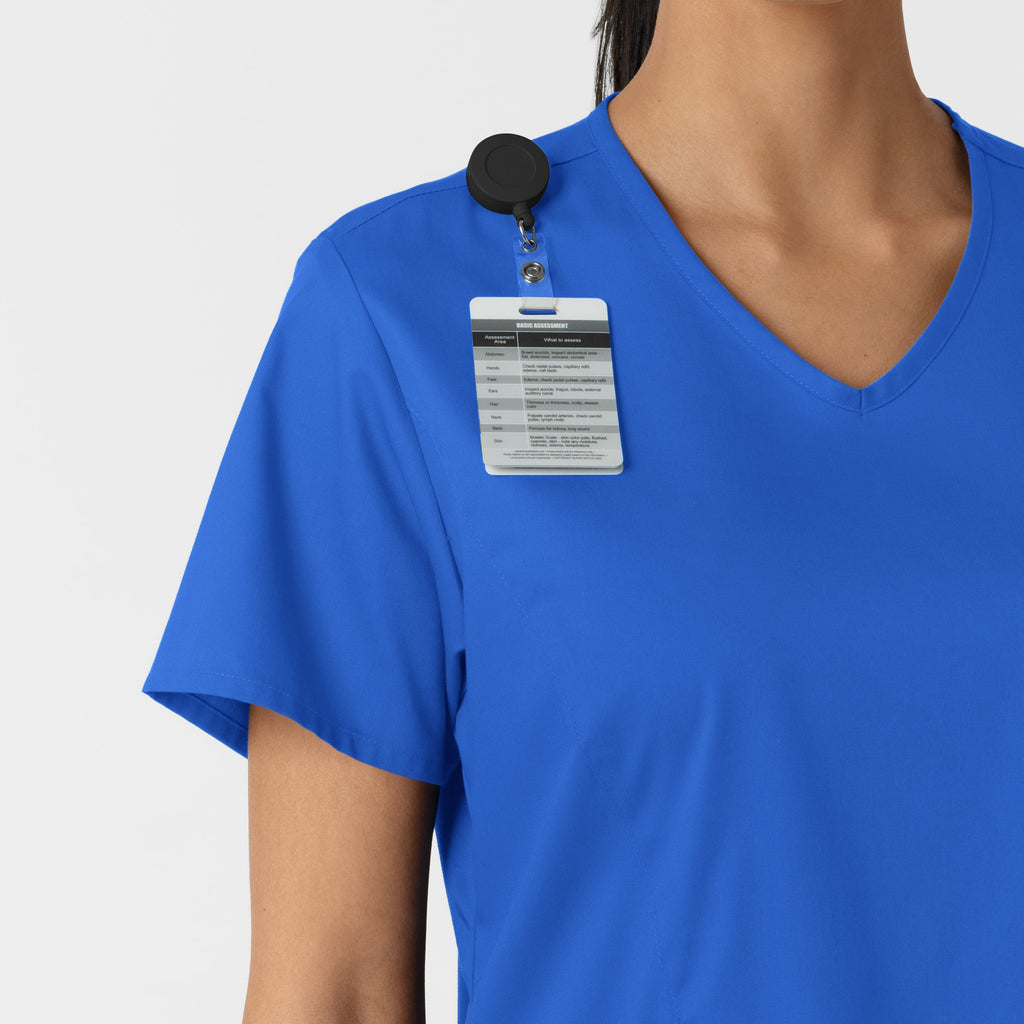 WonderWORK 106 Curved V-Neck Scrub Top Royal