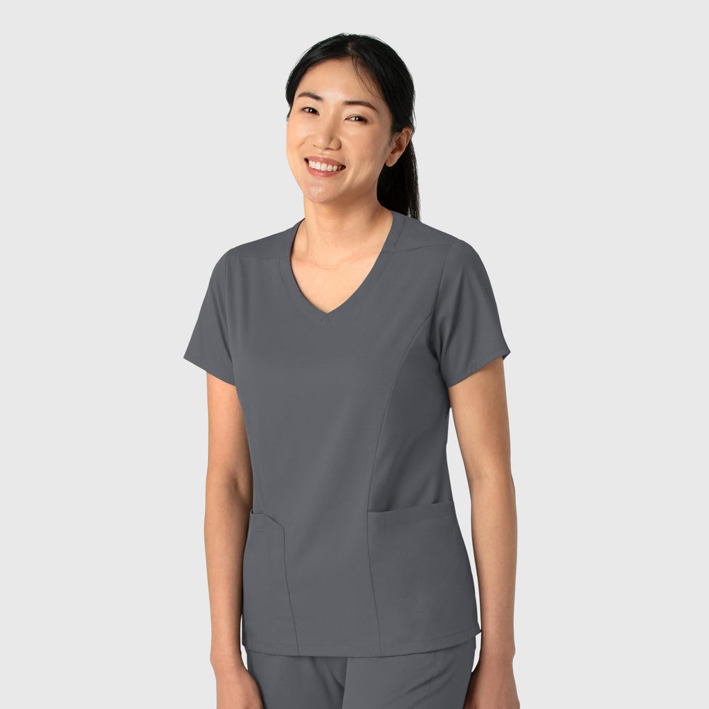 Boundless 6251 2-Pocket V-Neck Scrub Top Pewter