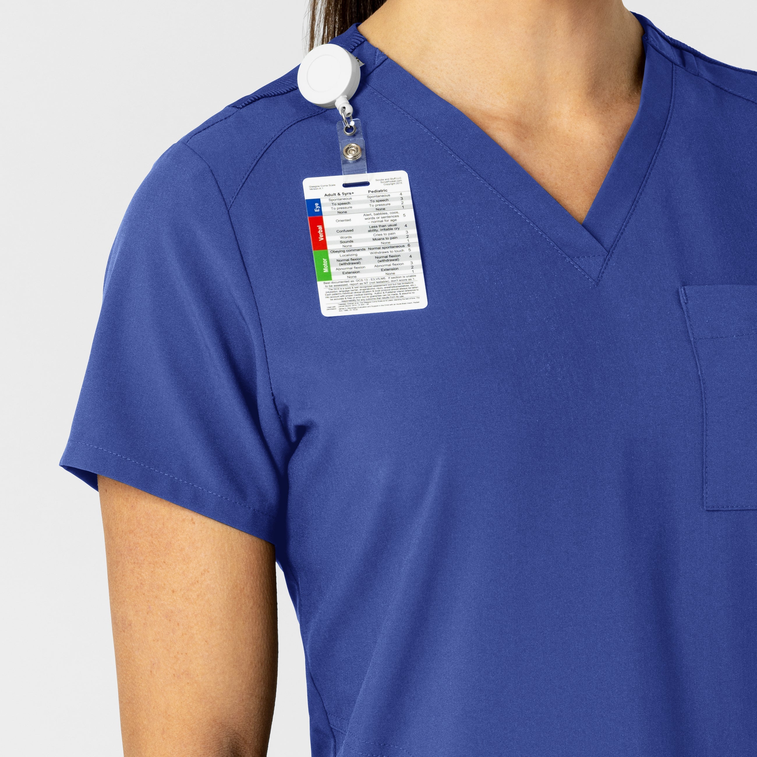 W123 6045 Women's Flex-n-Reach V-Neck Scrub Top Galaxy Blue