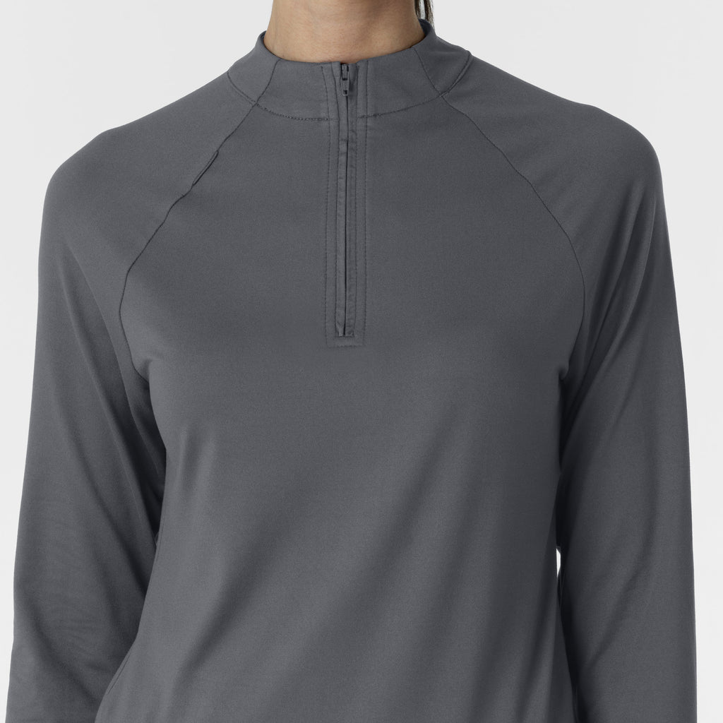 Layers 2239 Watch Window Quarter Zip Scrub Top Pewter