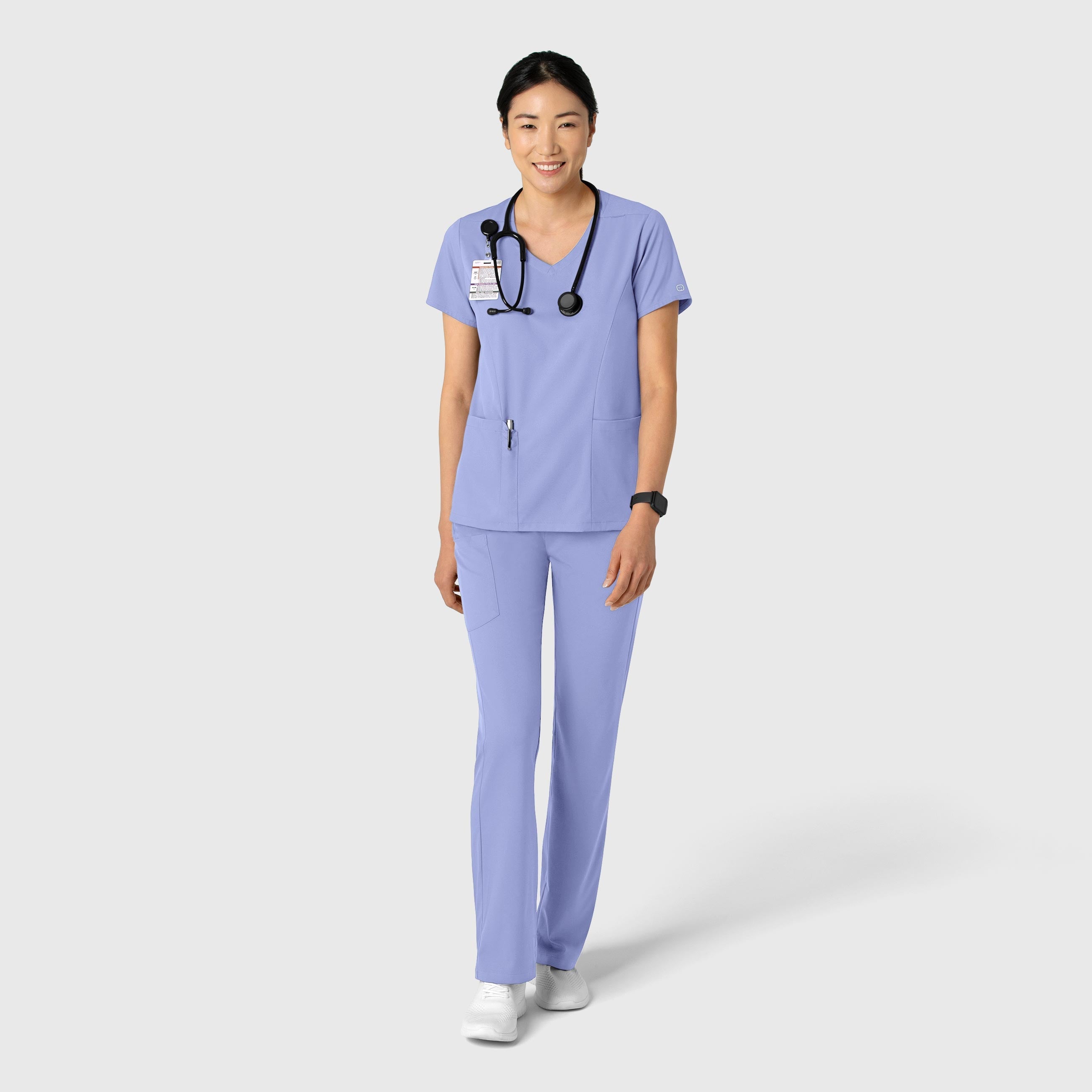 Boundless 6251 2-Pocket V-Neck Scrub Top Ceil Blue