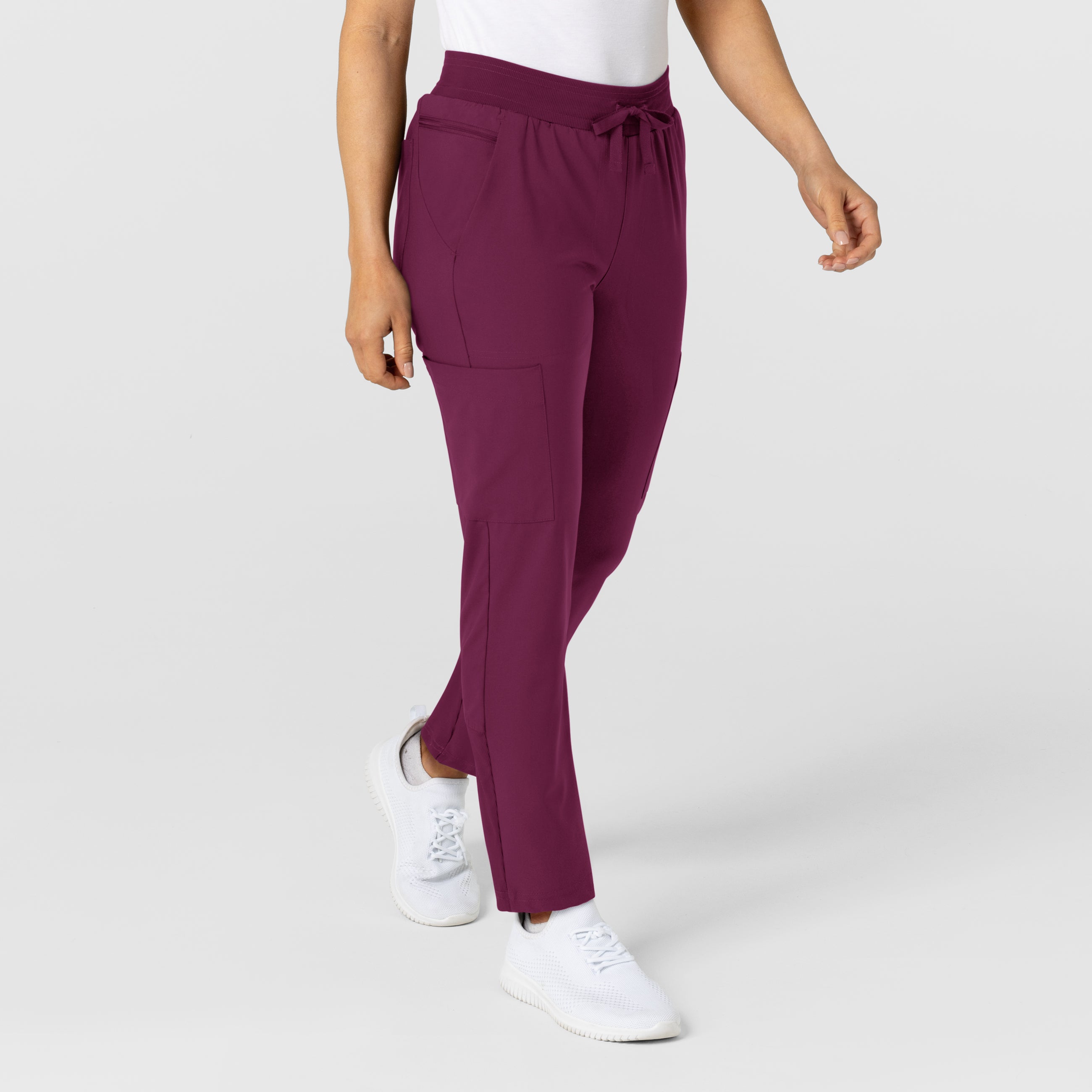 W123 5045 Flex-n-Reach Track Scrub Pants Wine