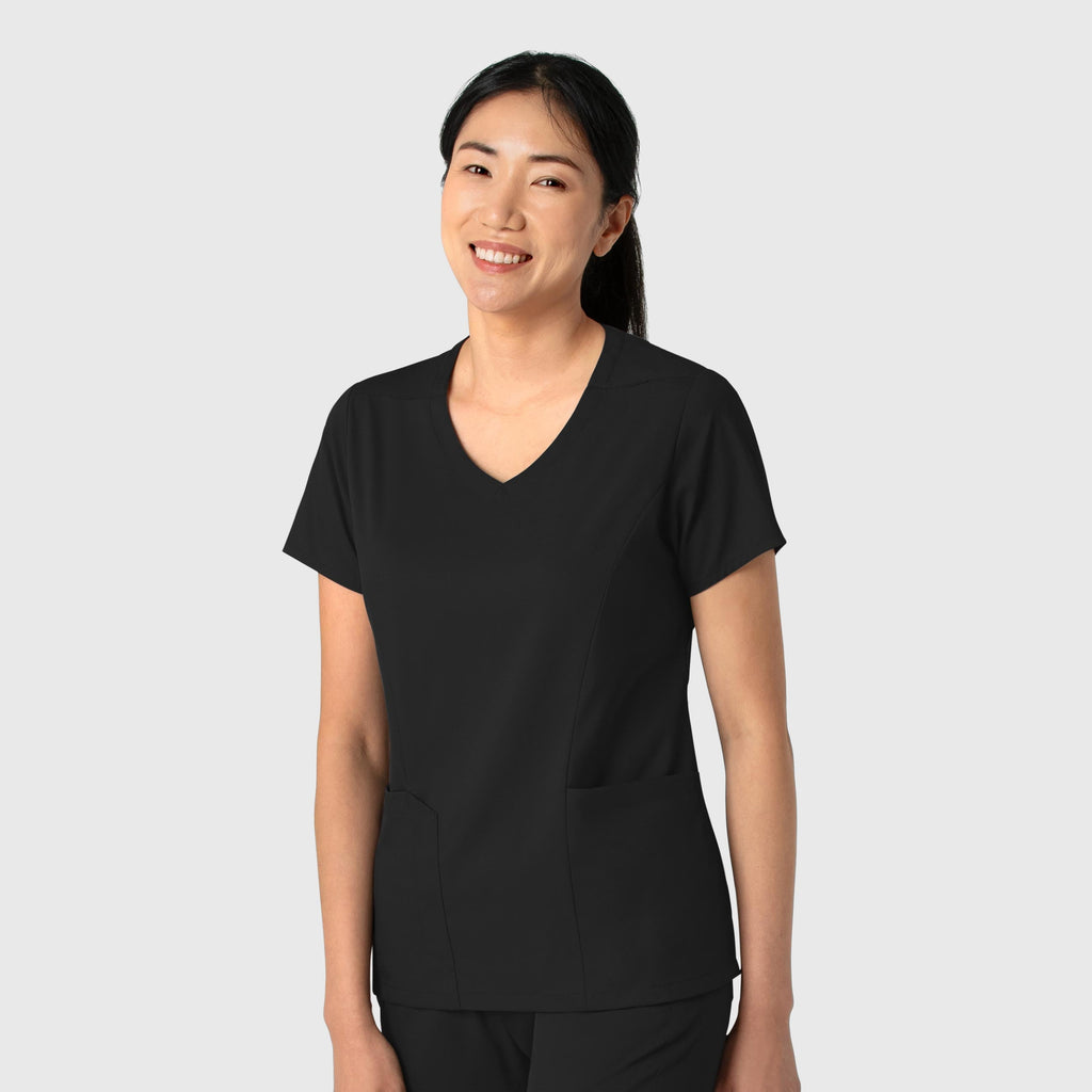 Boundless 6251 2-Pocket V-Neck Scrub Top Black