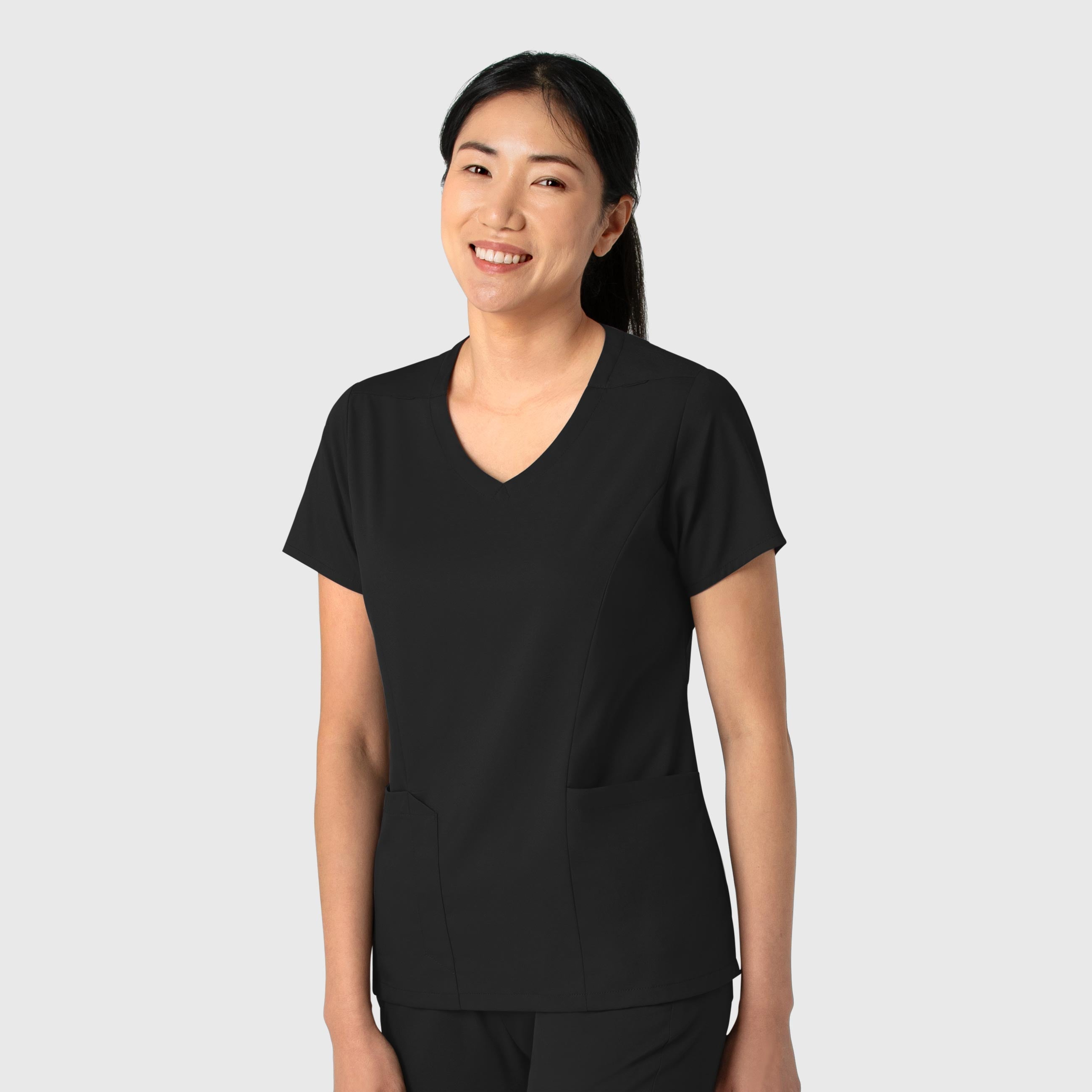 Boundless 6251 2-Pocket V-Neck Scrub Top Black