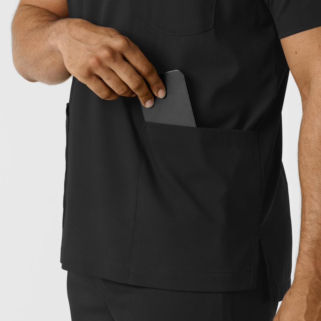Boundless 6351 Men's Multi Pocket V-Neck Scrub Top Black