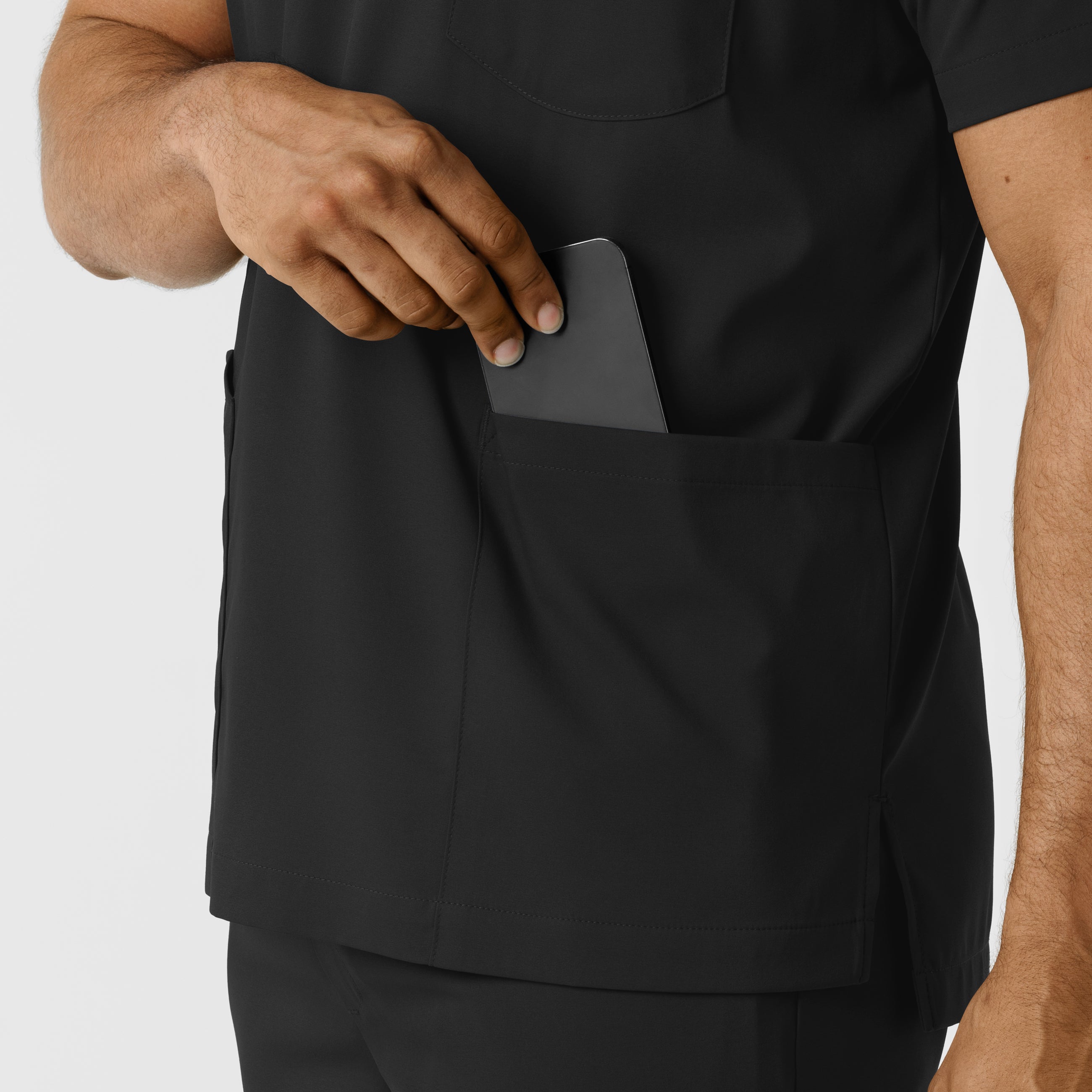 Boundless 6351 Men's Multi Pocket V-Neck Scrub Top Black