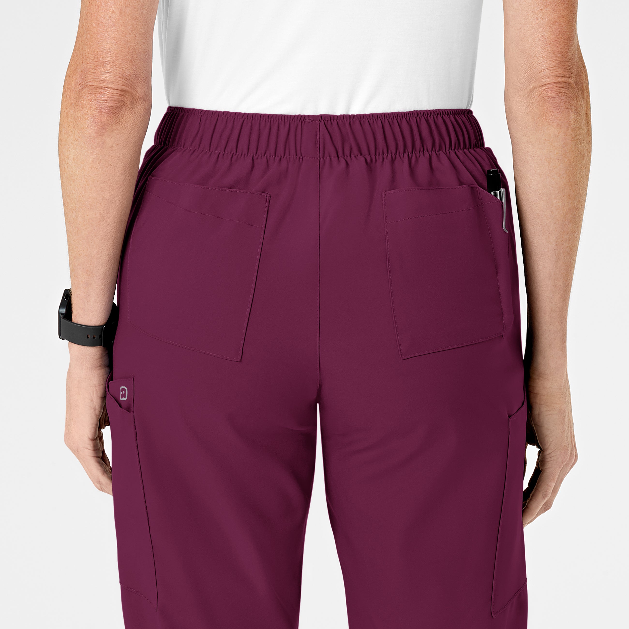 W123 5155 Flat Front Cargo Scrub Pants Wine