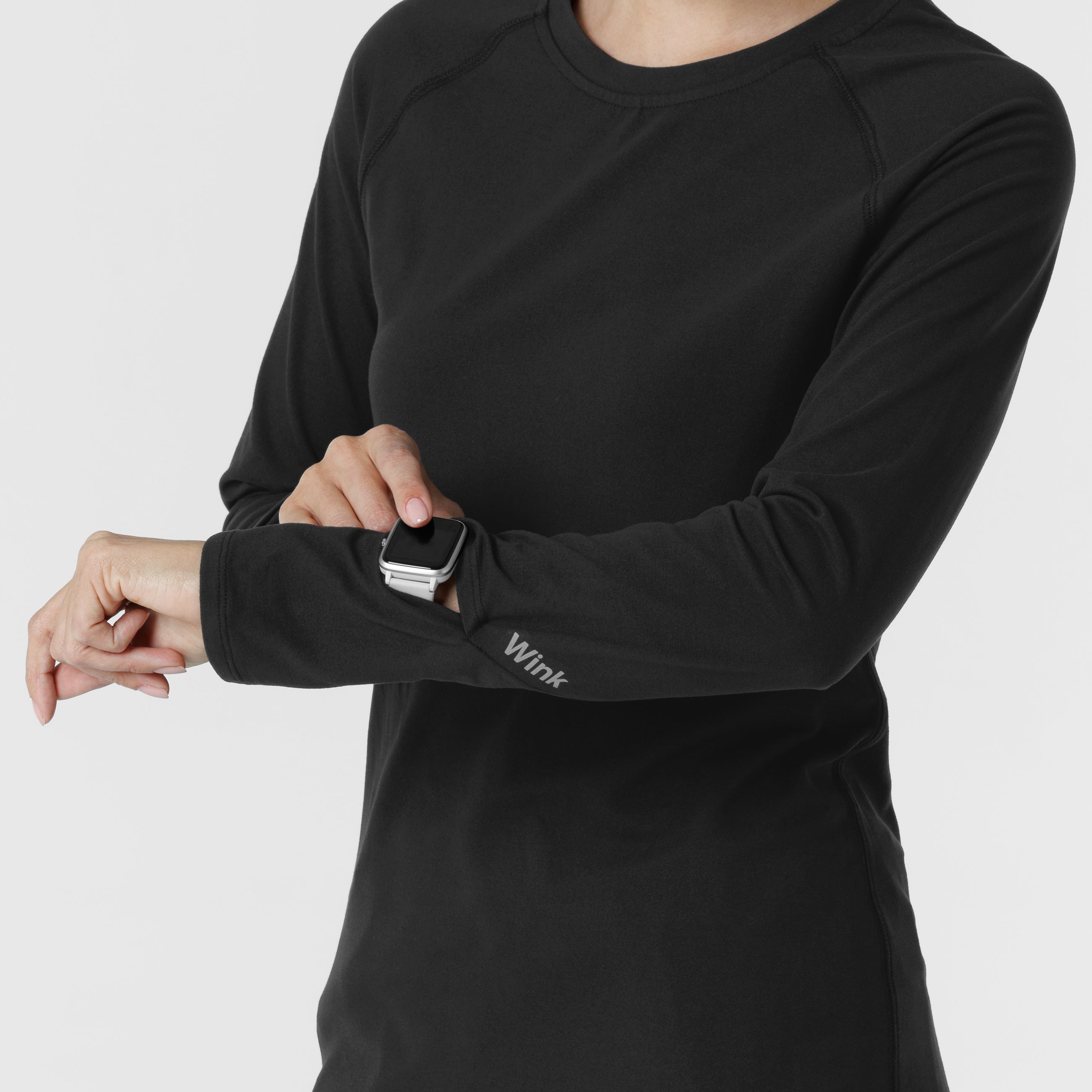 Layers 2139 Watch Window Long Sleeve Underscrub Top Black