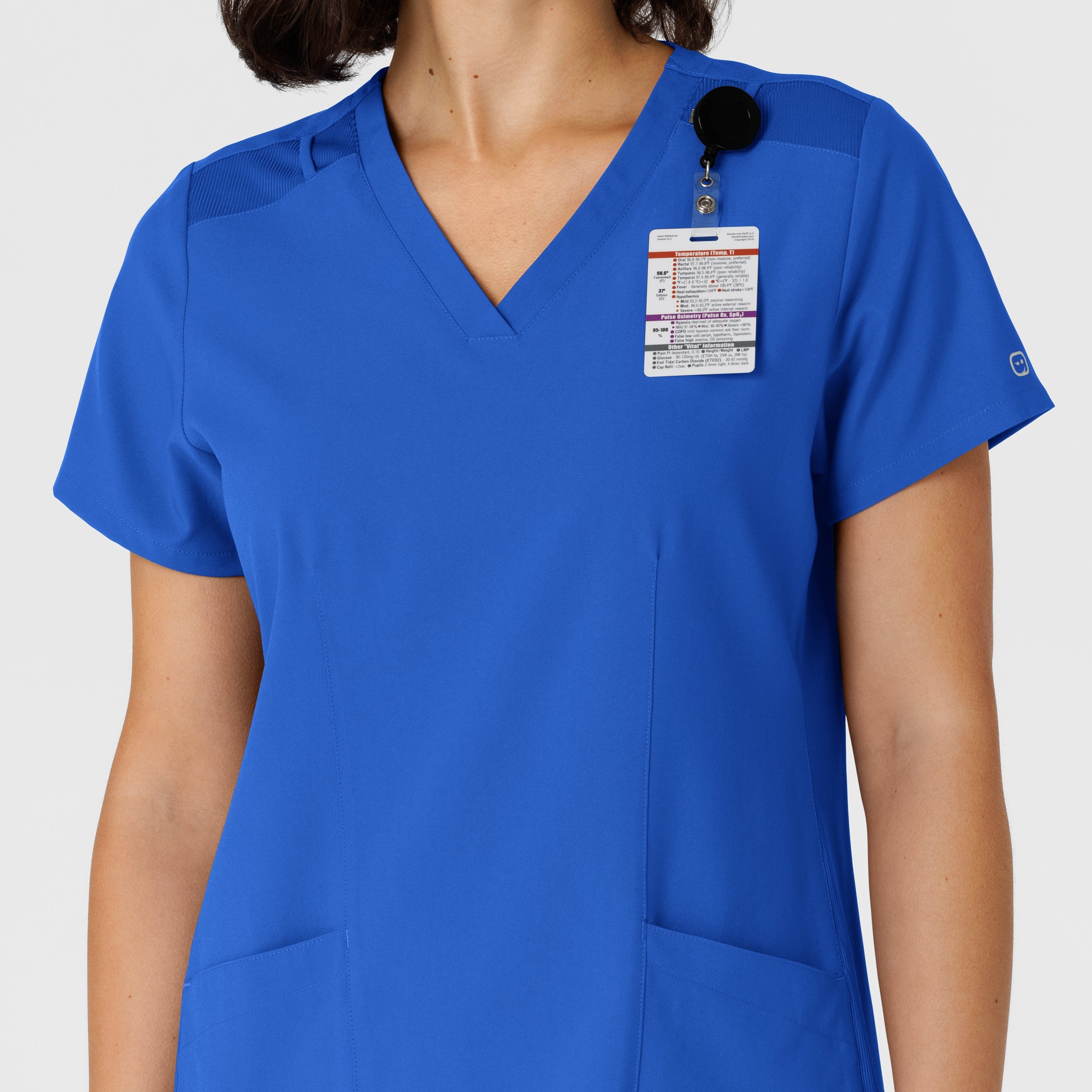 W123 6145 Flex-n-Reach Side Panel V-Neck Scrub Top Royal