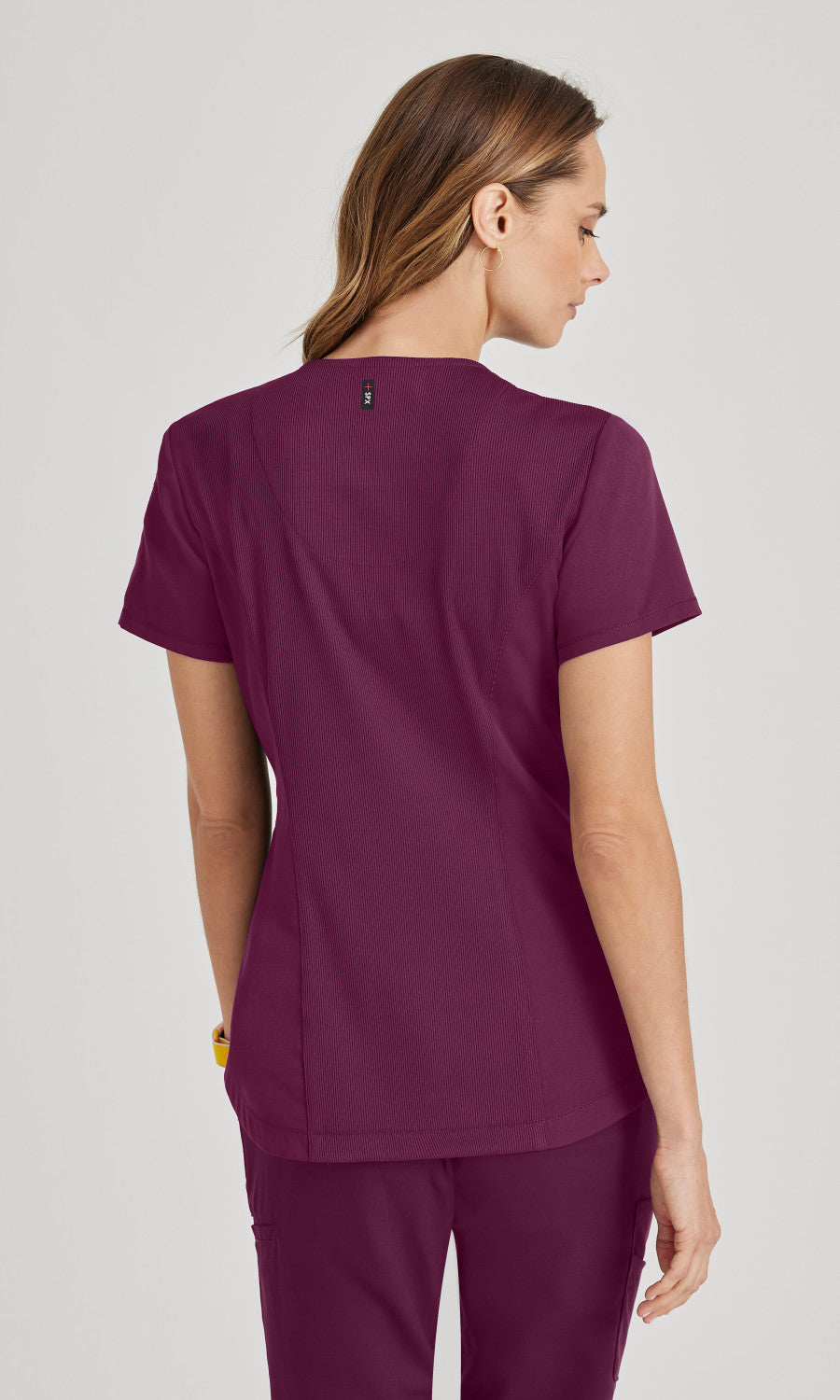 Grey's Anatomy Stretch GRST136 Capri Tuck-in Scrub Top Wine