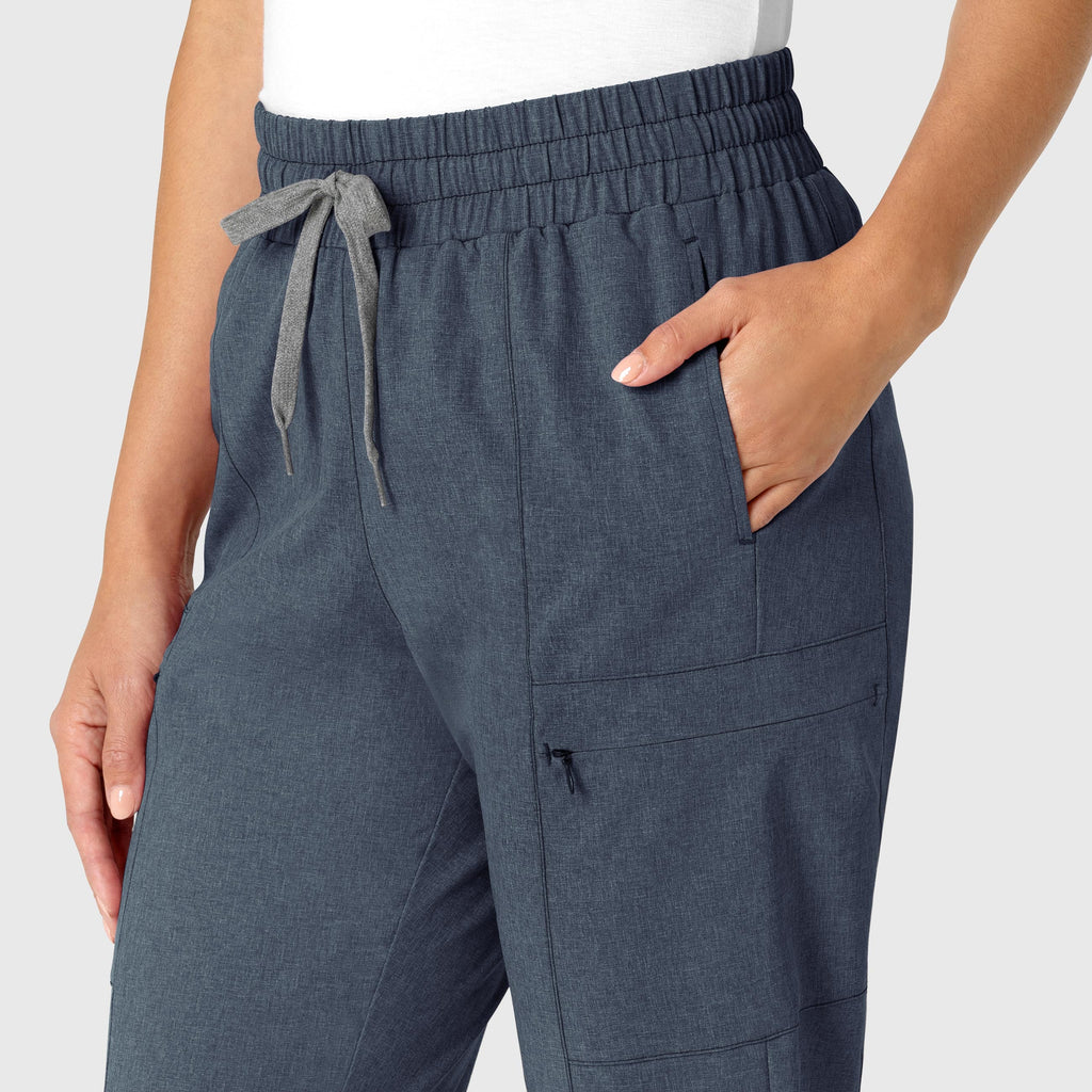 RENEW 5334 High Waist Slim Leg Scrub Pants Navy Heather