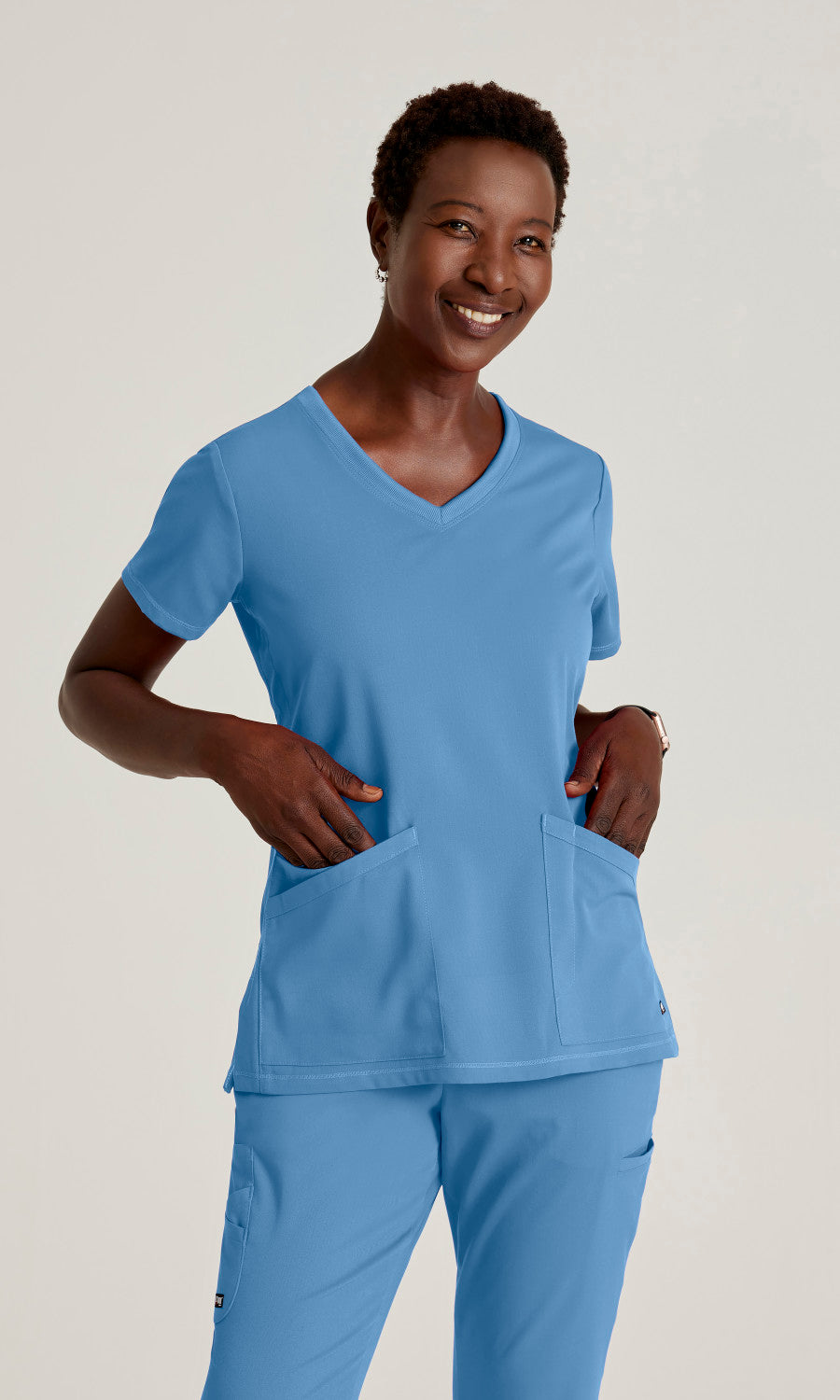 Grey's Anatomy Stretch GRST045 Serena Scrub Top Ciel Blue