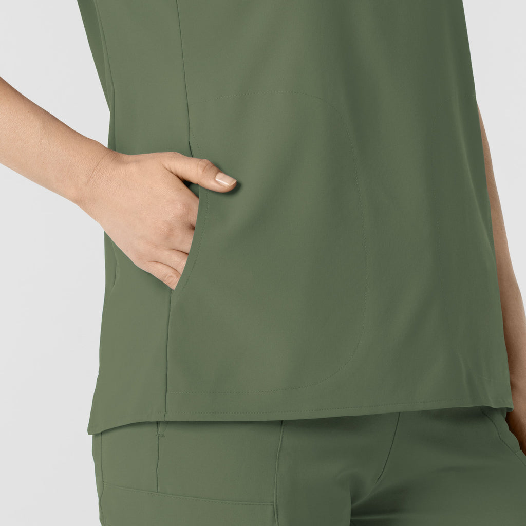 RENEW 6734 Mandarin Collar Scrub Top Olive