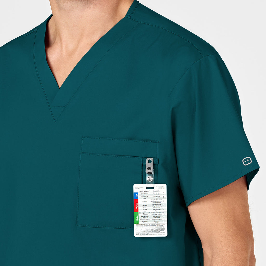 WonderWORK 100 Unisex V-Neck Scrub Top Caribbean Blue