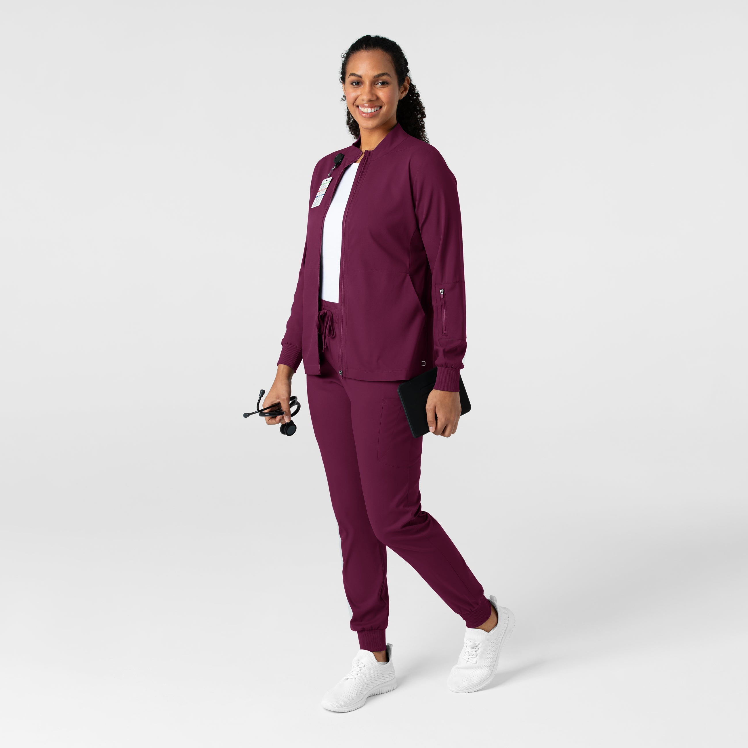 Boundless 8151 Warm Up Scrub Jacket Wine