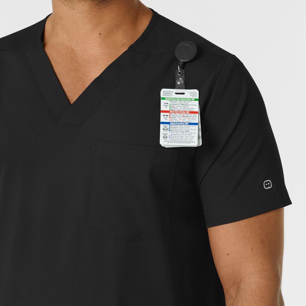 Boundless 6351 Men's Multi Pocket V-Neck Scrub Top Black