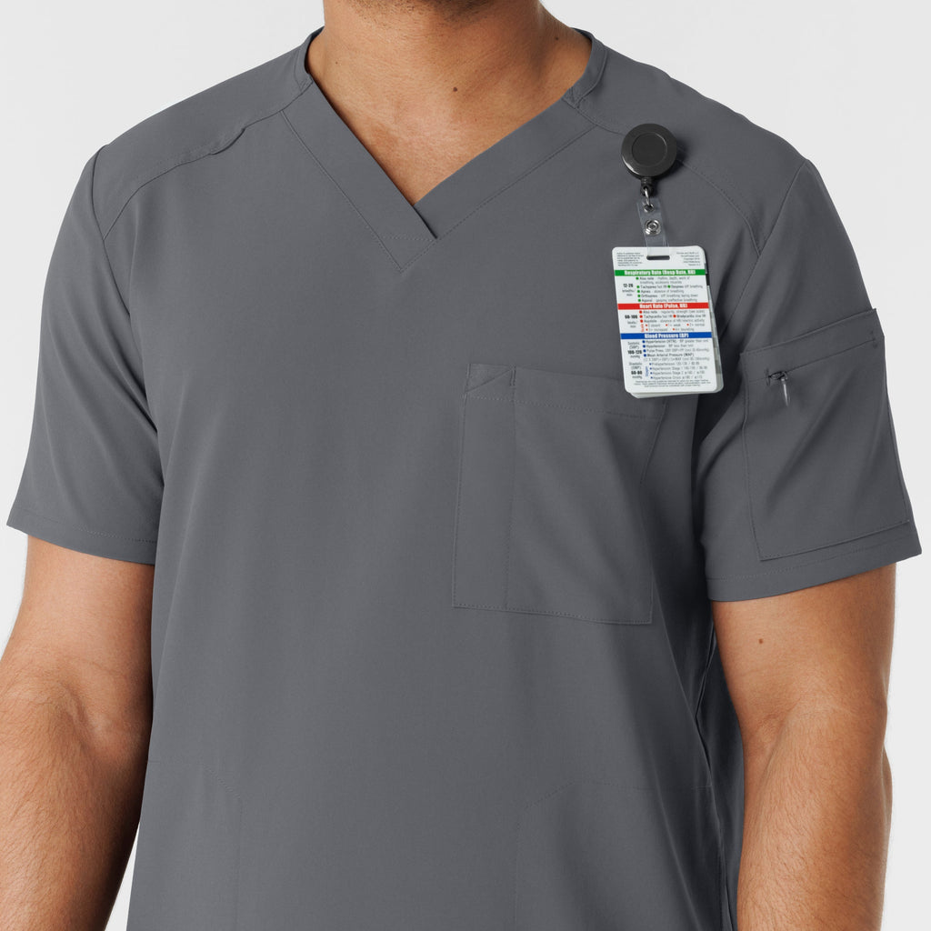 RENEW 6834 Men's V-Neck 5 Pocket Scrub Top Pewter