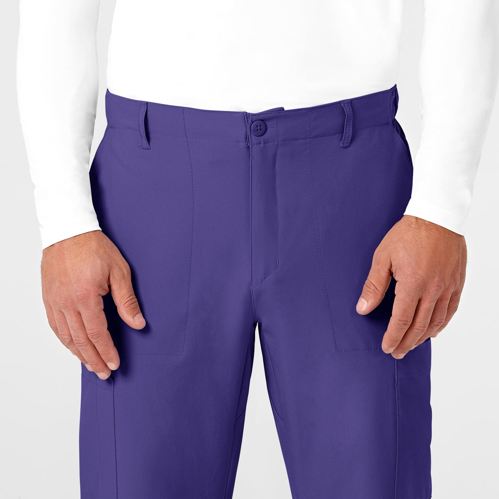 W123 5355 Men's Flat Front Cargo Scrub Pants Grape