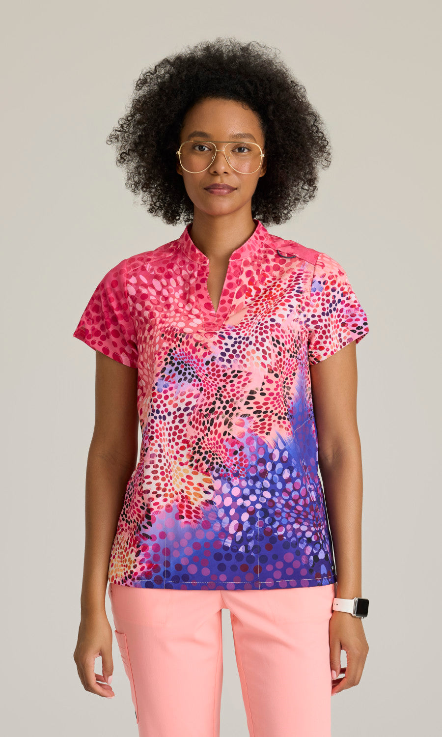 Grey's Anatomy Stretch GRST230G Avery Print Scrub Top Summer Whispers